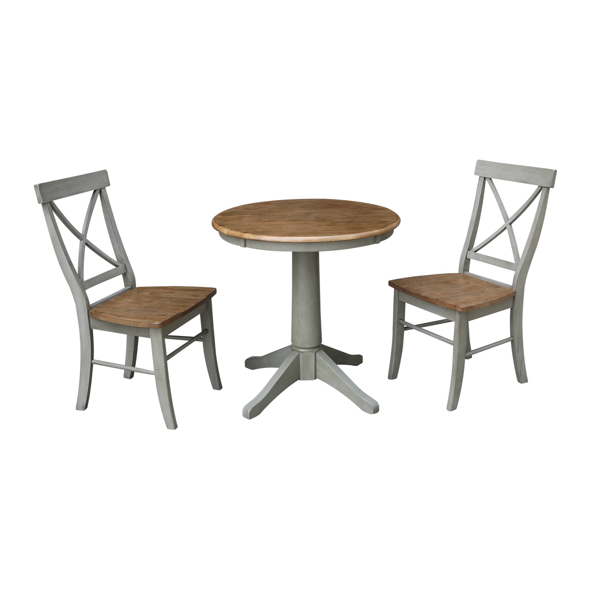 International Concepts K41-30RT-27B-C613-2 Distressed Hickory/Stone Casual Dining Room Set with Round Table (Seats 2)