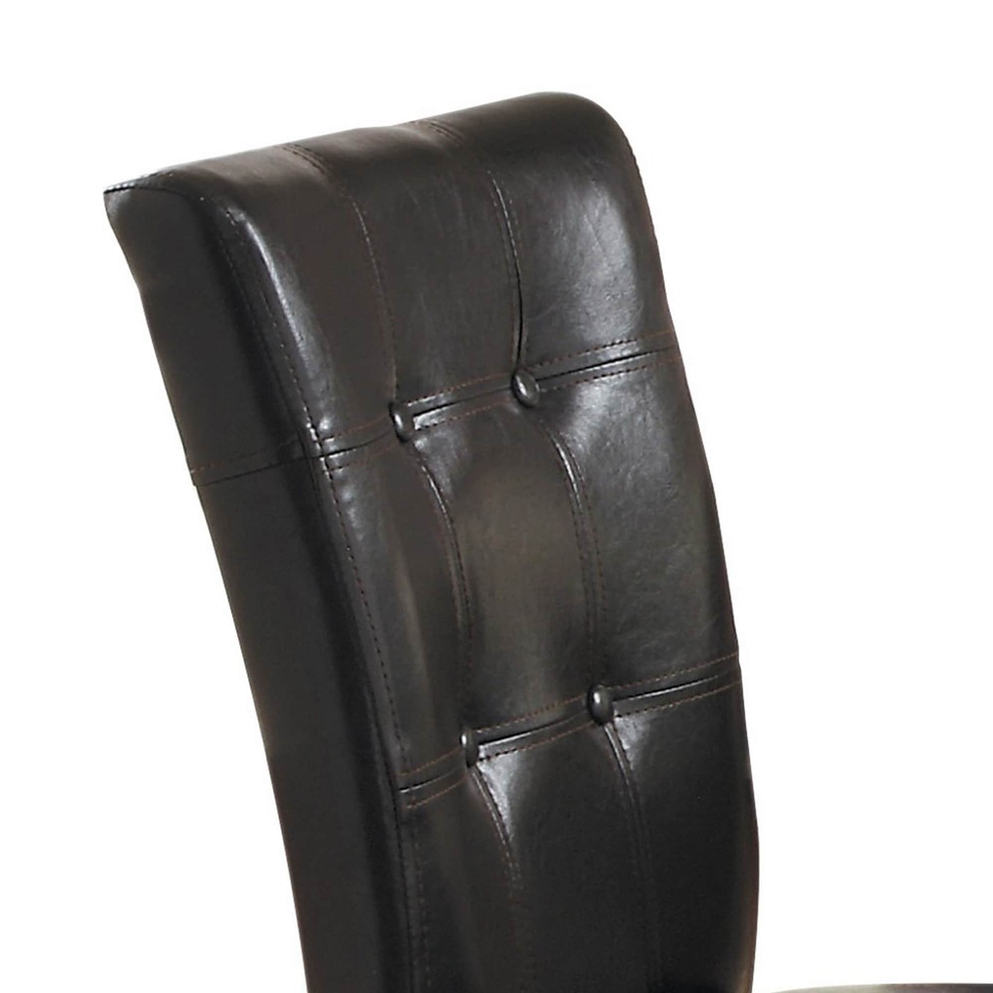 Espresso Brown Faux Leather Upholstered Side Chair with Wood Frame