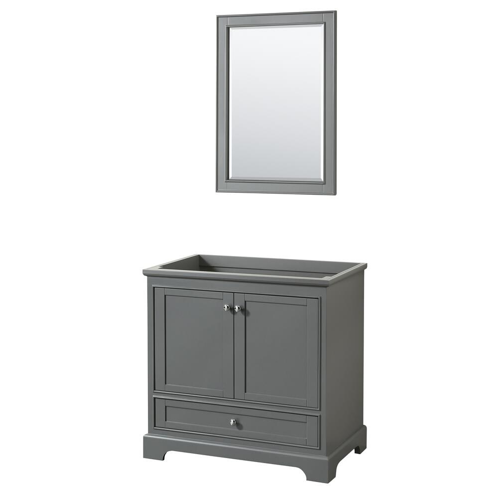 Wyndham Collection WCS202036SKGCXSXXM24 Deborah 36-in Dark Gray with Polished Chrome Trim Bathroom Vanity Base Cabinet without Top (Mirror Included)