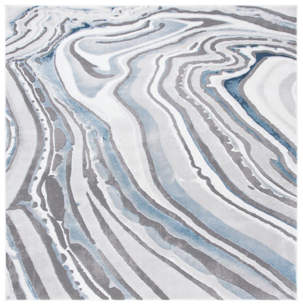 Safavieh CFT843M-7SQ Craft Enzi 7 x 7 (ft) Loomed Polypropylene Blue/Gray Square Indoor Geode Area rug