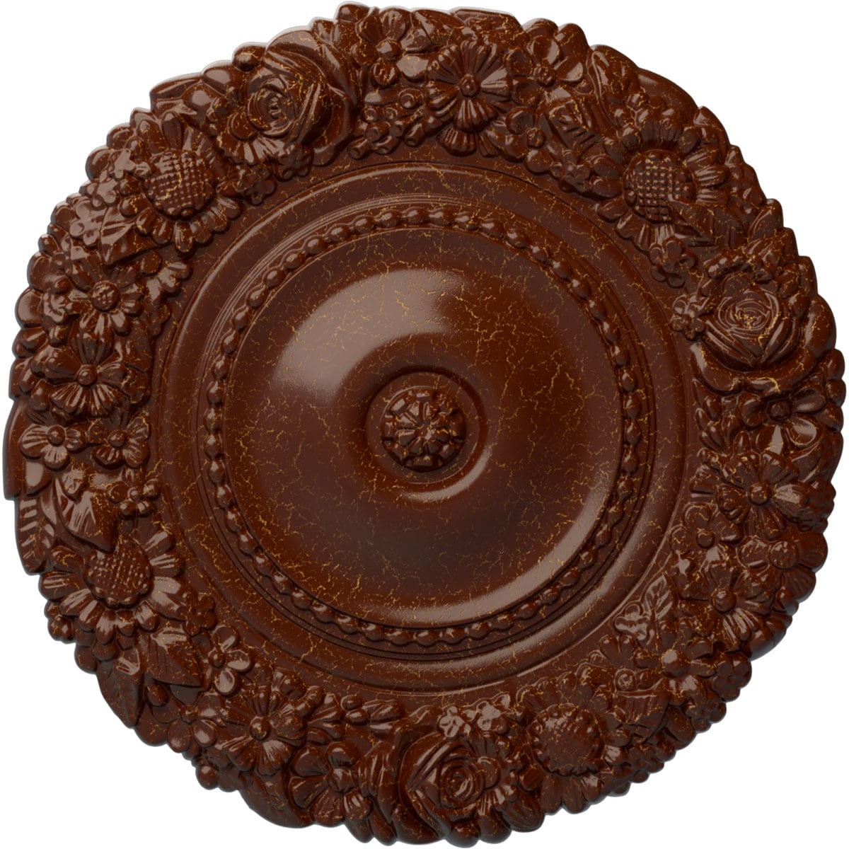 Ekena Millwork CM21MABMC Marseille 21-in W x 21-in L Painted Burnished Mahogany Crackle Polyurethane Whole Ceiling Medallion