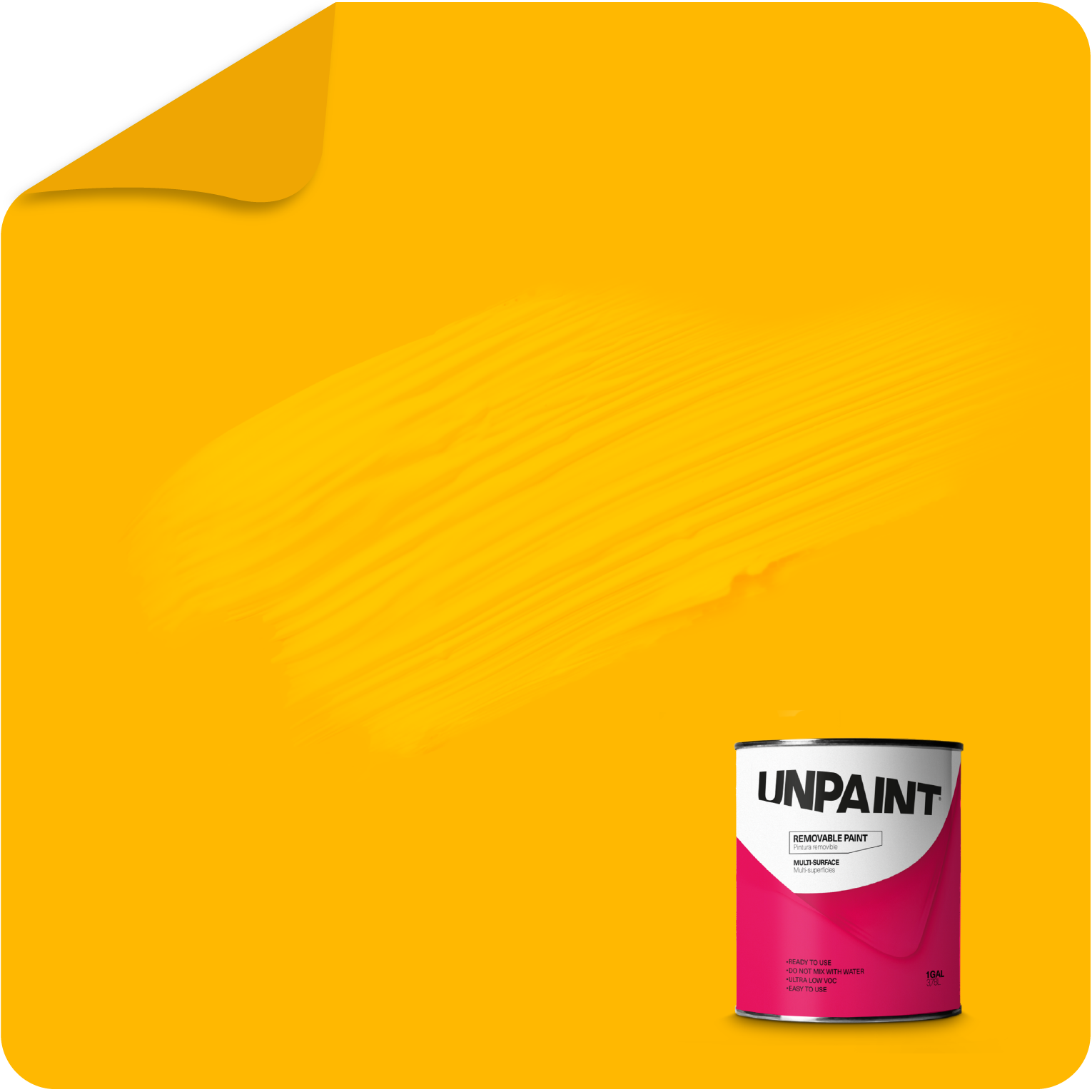 UNPAINT #FFB801 Matte Yellow Sunbeam Blonde Water-based Interior Paint ( 1-quart )