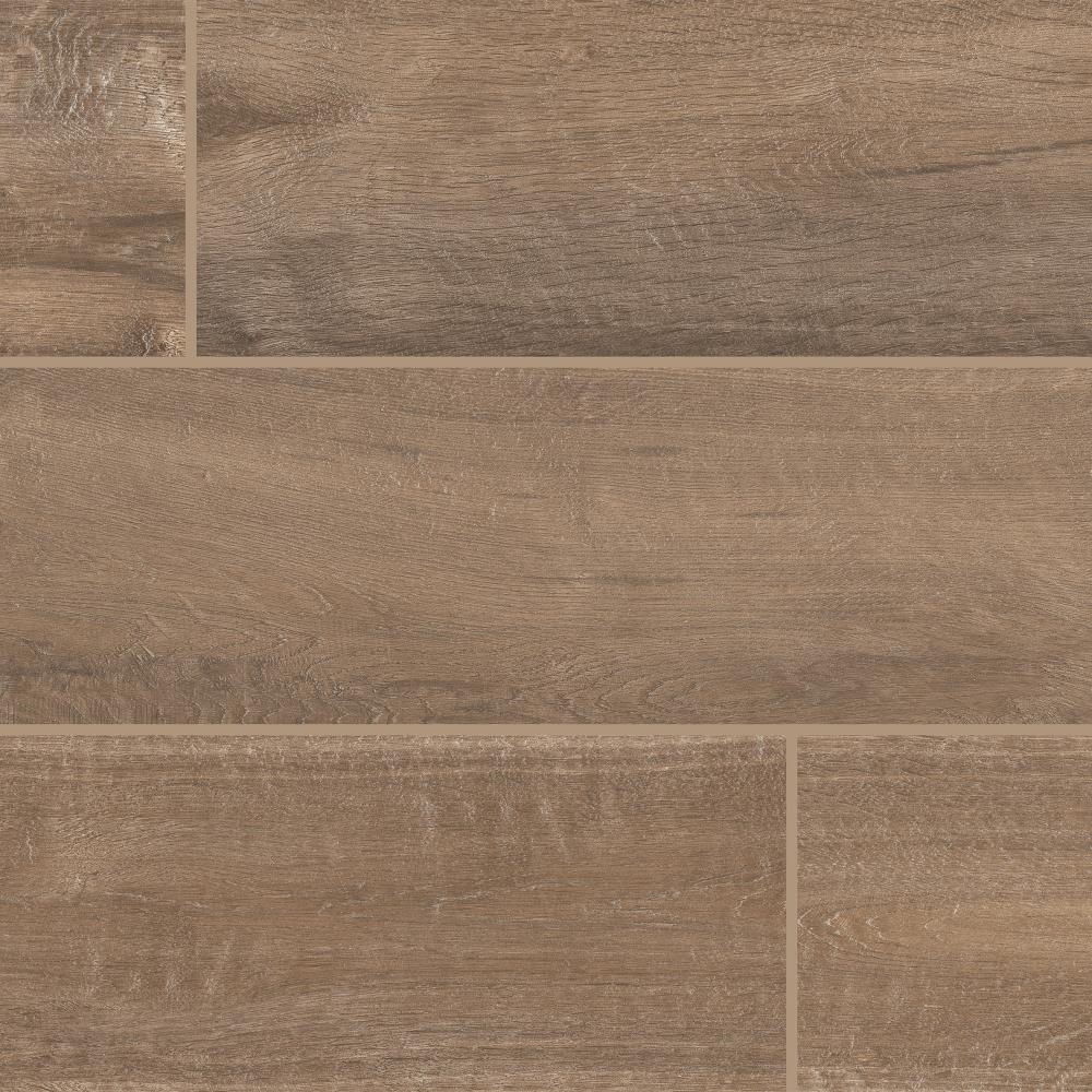 American Olean PW10636HC1PR Pike Wood Brown 6-in x 36-in Glazed Porcelain Wood look Large format Floor and Wall Tile ( 1.45-sq ft Piece )