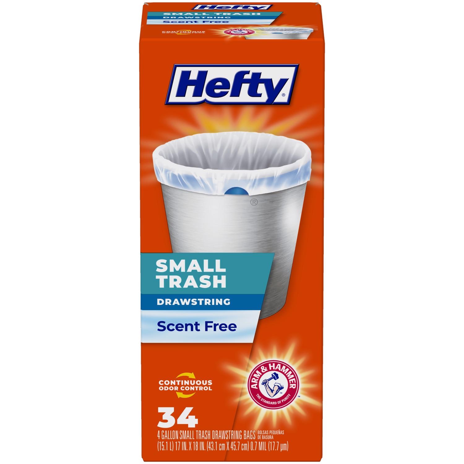 Hefty  4 gal No Scent Trash Bags Drawstring 34 pk