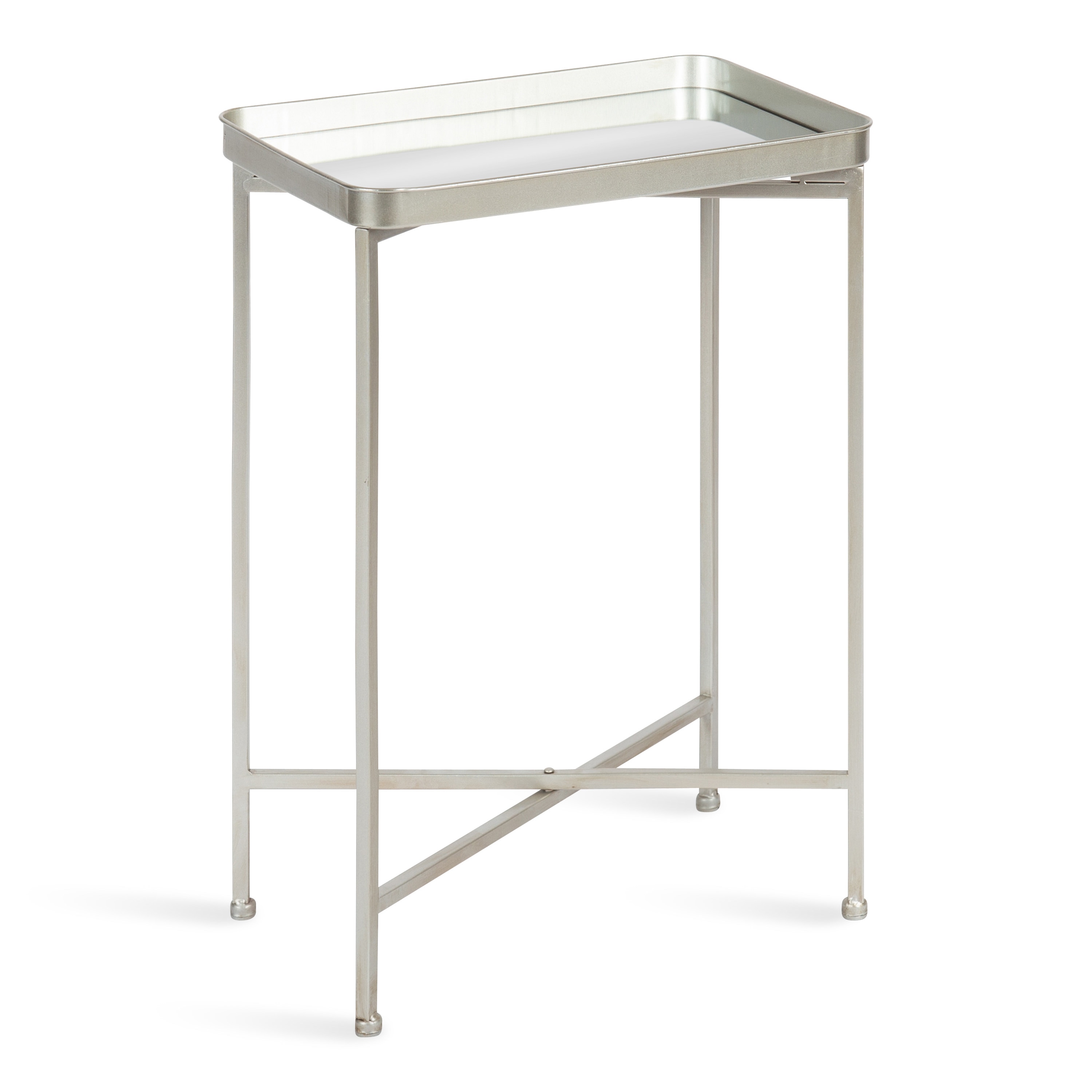 Kate and Laurel 219953 Celia 18-in W x 25.5-in H Silver Mirror Rectangular Modern End Table