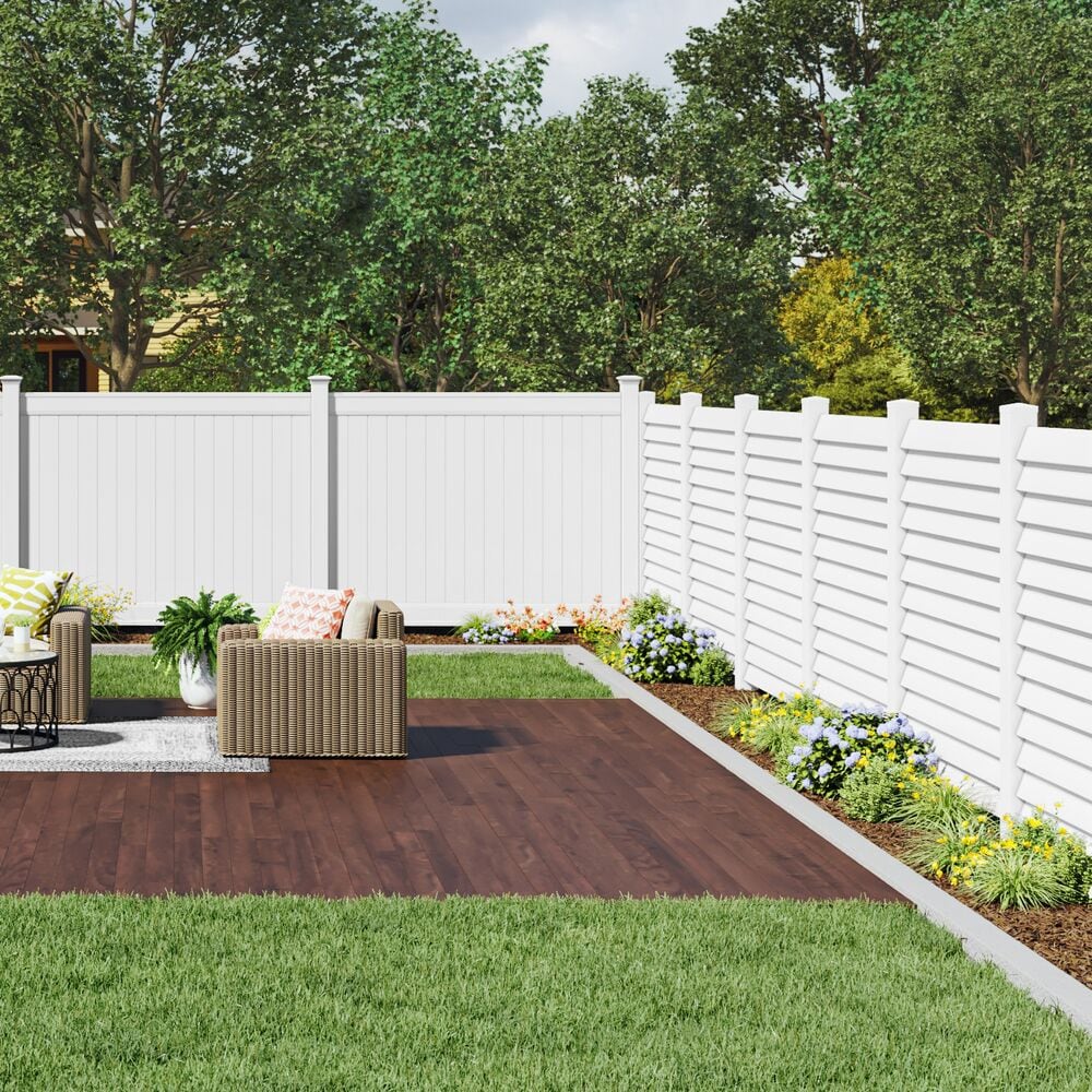 Freedom Louvered 6-ft H x 6-ft W White Vinyl Fence Panel in the Vinyl Fencing department at Lowes