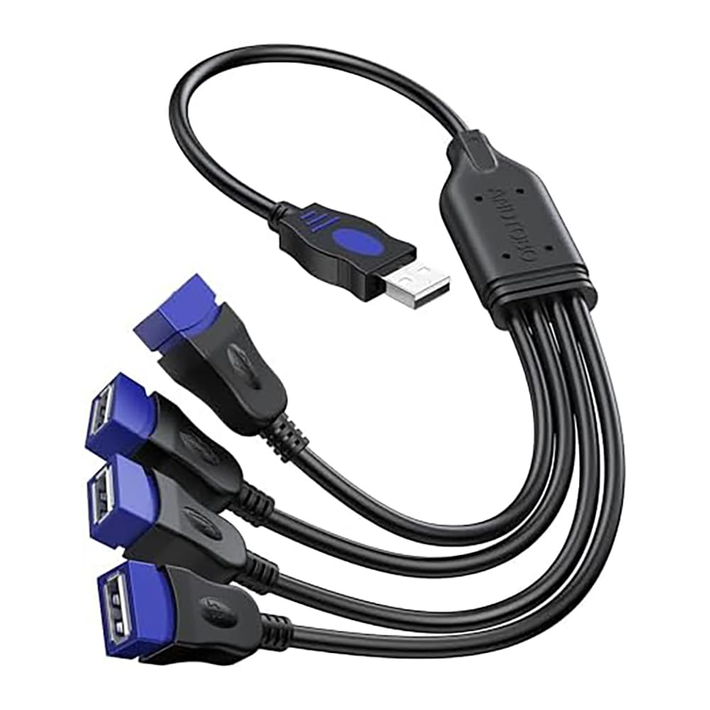 Etokfoks  USB 2 0 Y Splitter Cable 1 Male to 4 Female Extension Hub for PC PS4 MacBook Laptop TV LED Navy