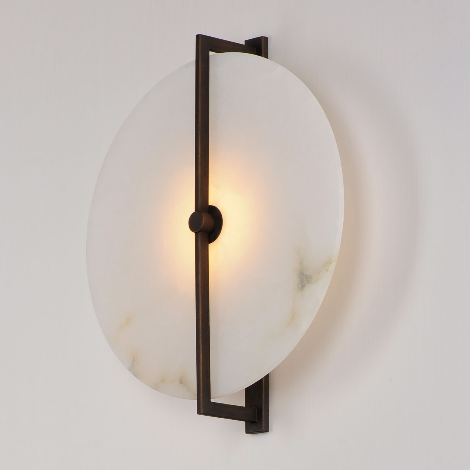 Dark Bronze and White Alabaster LED Wall Sconce