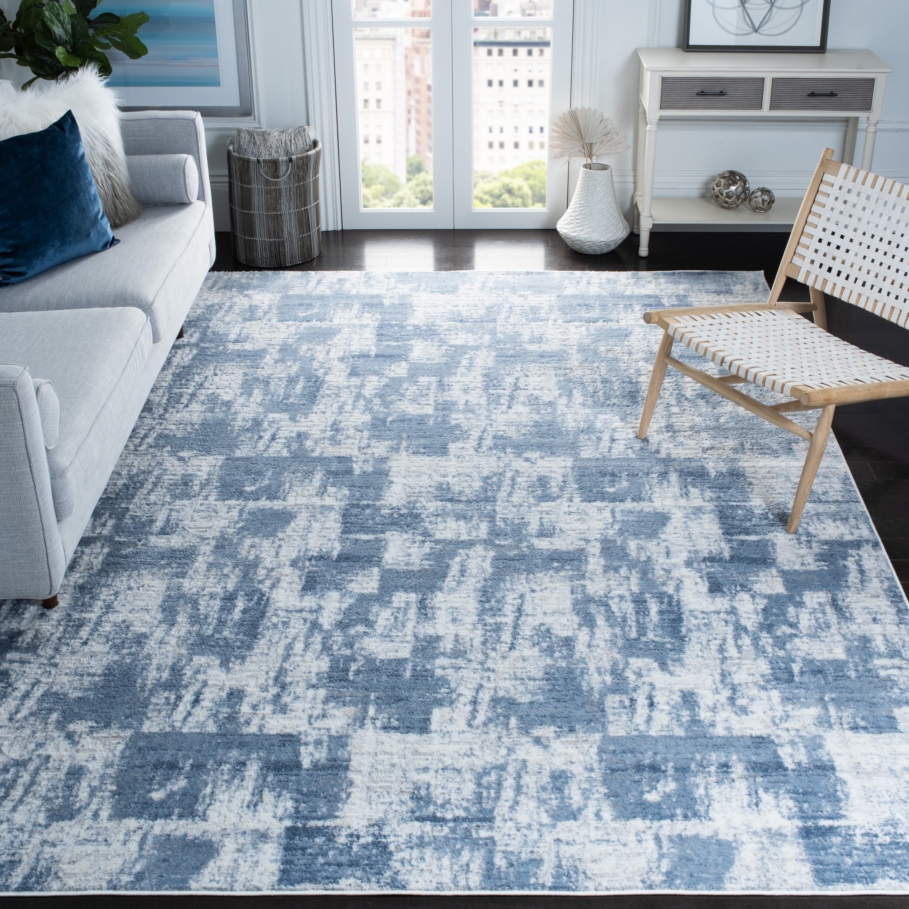 Safavieh ALA786A-8 Amelia Oristo 8 x 10 (ft) Loomed Synthetic Ivory/Blue Rectangular Indoor Abstract Area rug