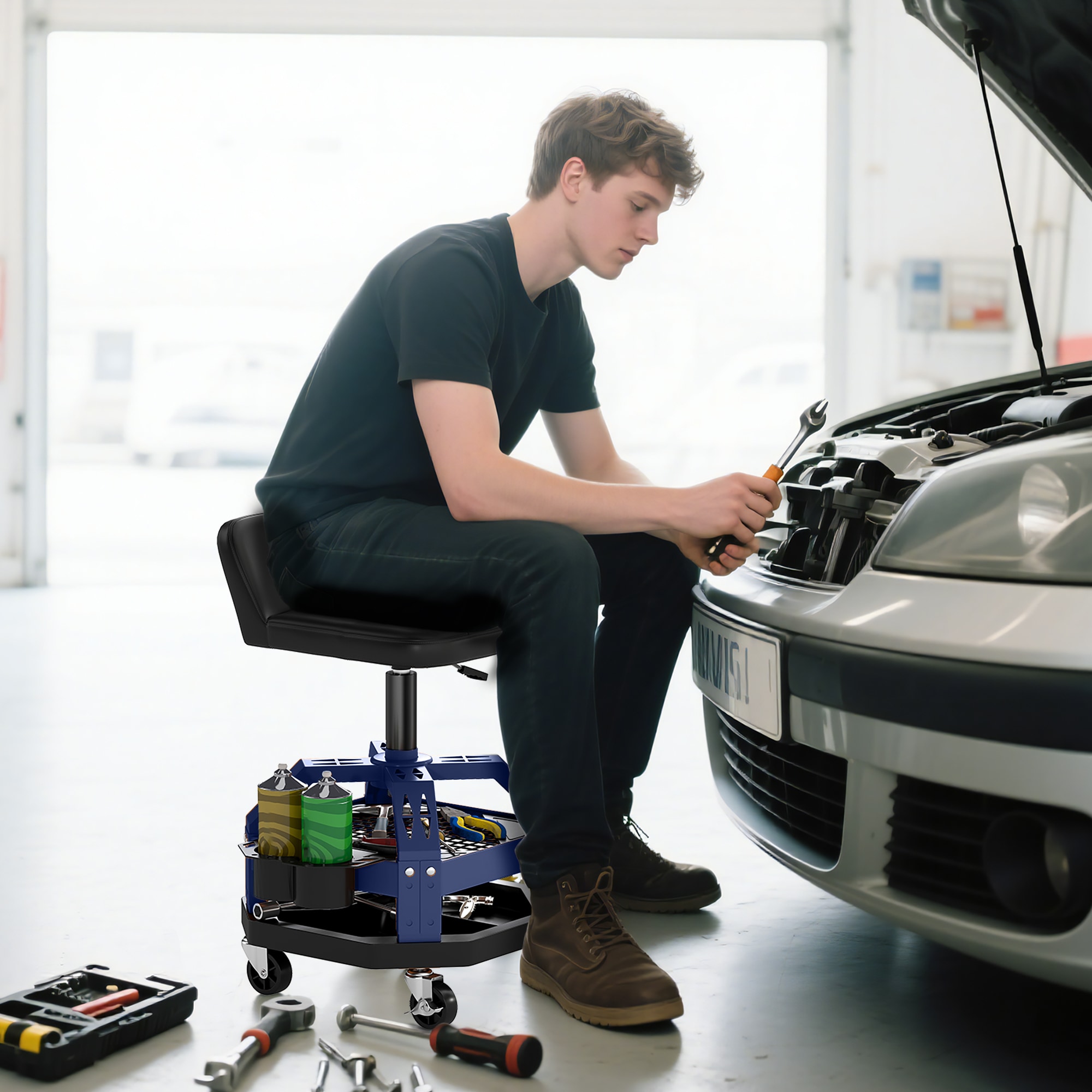 HomCom C20-082V00BU Creepers-Workseats - View #2