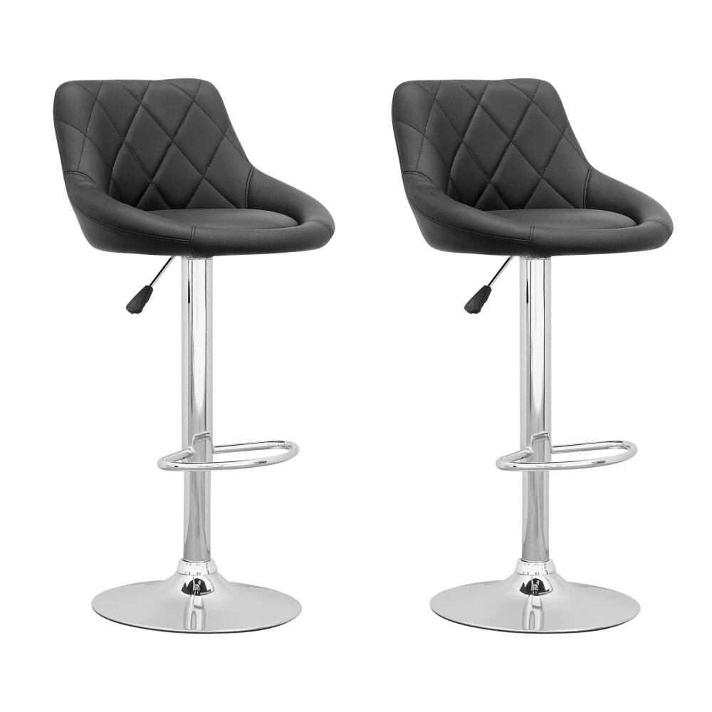 CorLiving Black Adjustable height Upholstered Swivel Metal Bar Stool at ...