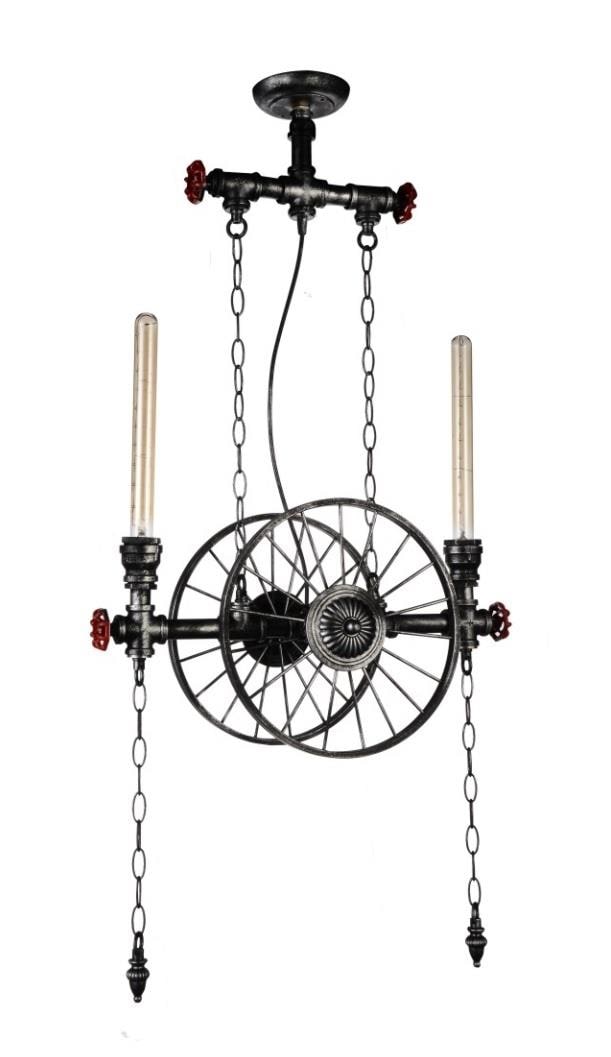 CWI Lighting 9694P22-2-187 Rio 2-Light Gray Craftsman Damp Rated Chandelier