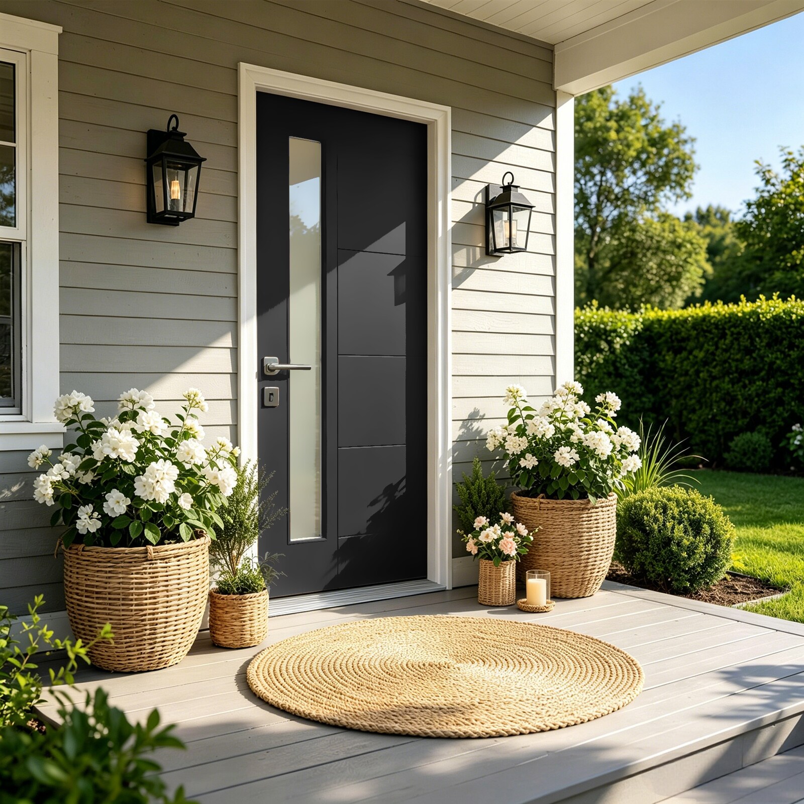 LUXEYARD 36x80 Inch Fiberglass Front Door with White PVC Frame Pre ...