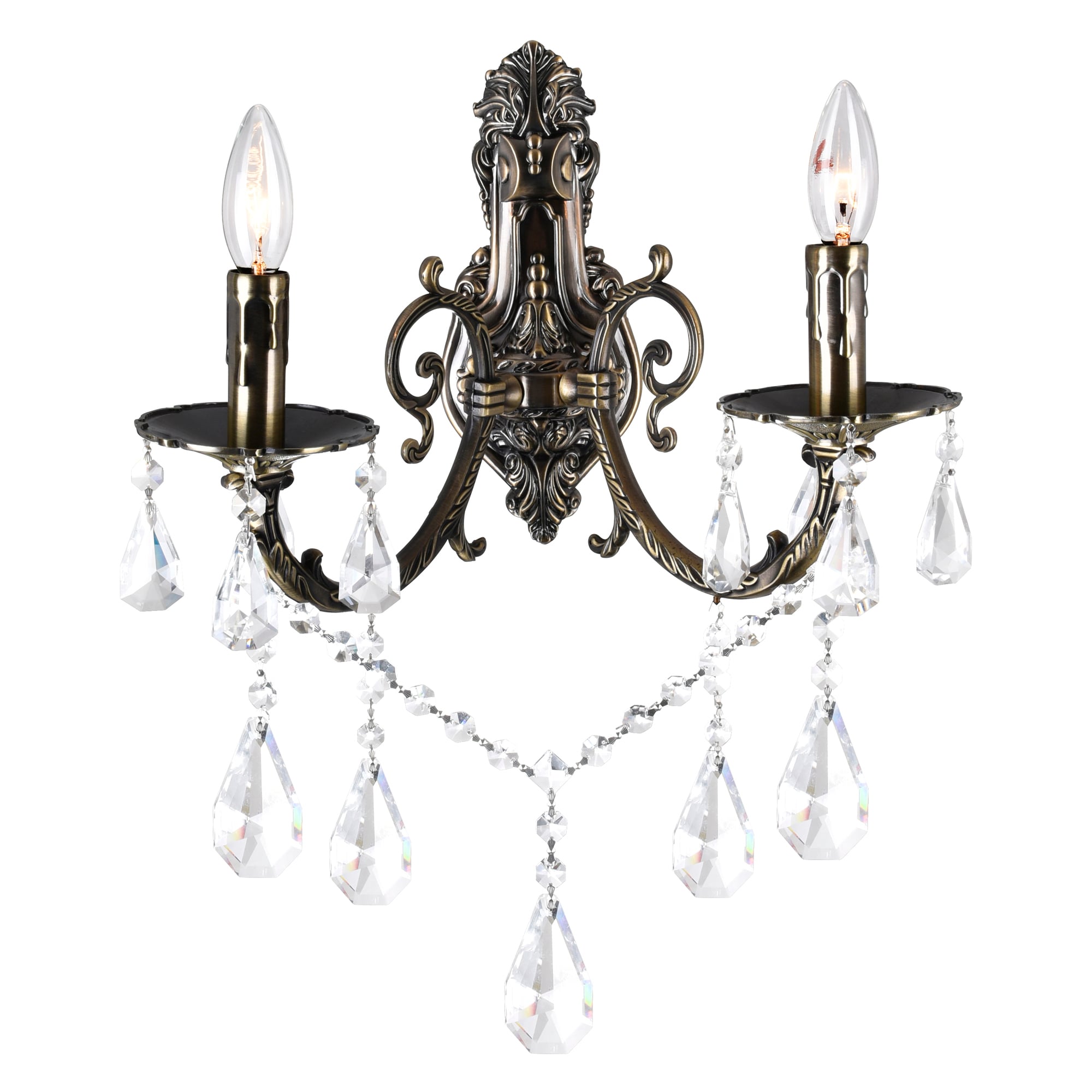 CWI Lighting 2015W16AB-2 Brass 16-Inches W 2 -Light Antique Brass Vintage Wall Sconce
