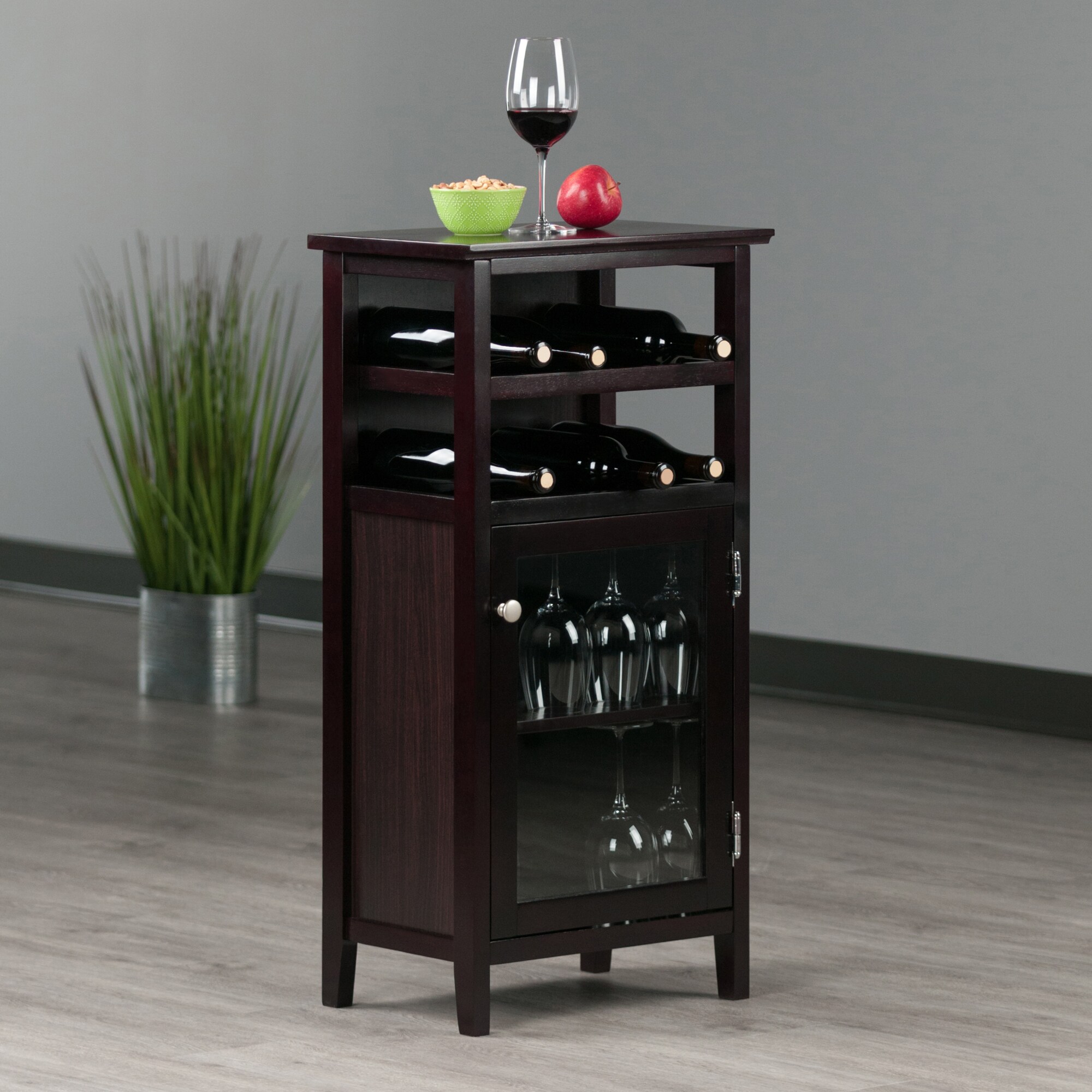 Winsome Wood 8-bottle Espresso Wood Wine Cabinet 92119 At Lowes.com