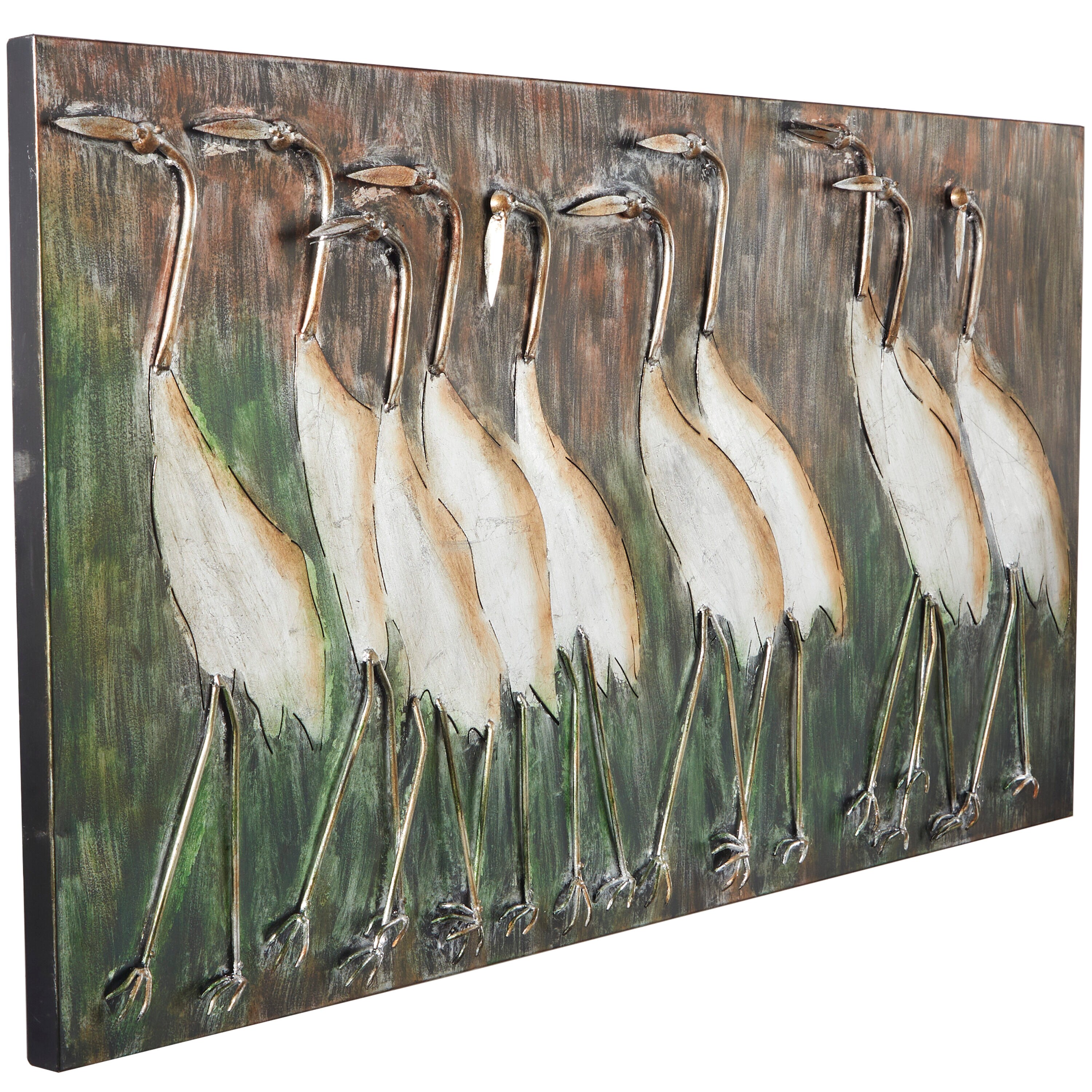 Large Brown Metal Bird Wall Sculpture