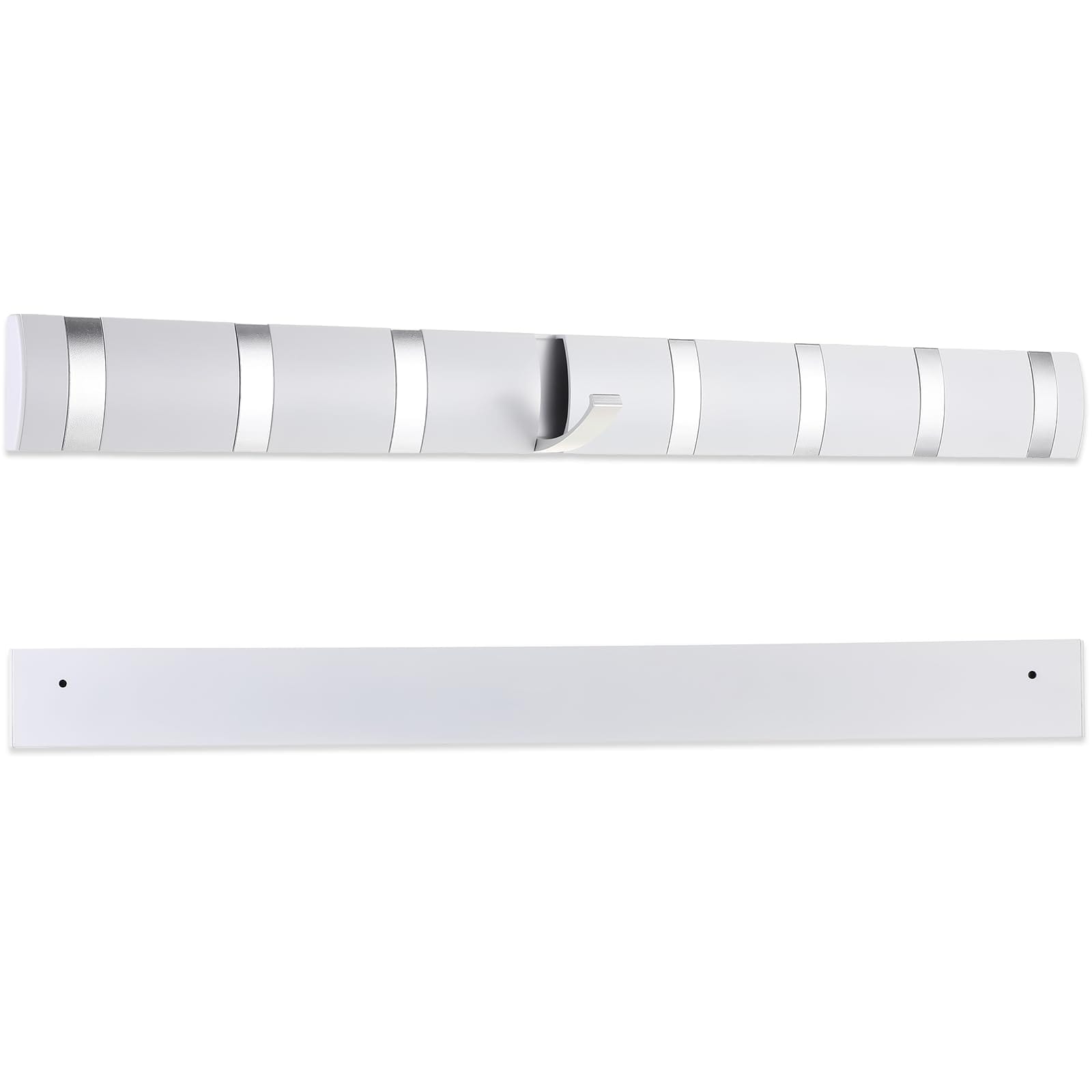Afoxsos  8 Hooks Large Wall Mounted Coat Rack 26 Inch Floating Rack with Retractable Hooks Door Wall Coat Aluminum Space Saving Hangers for