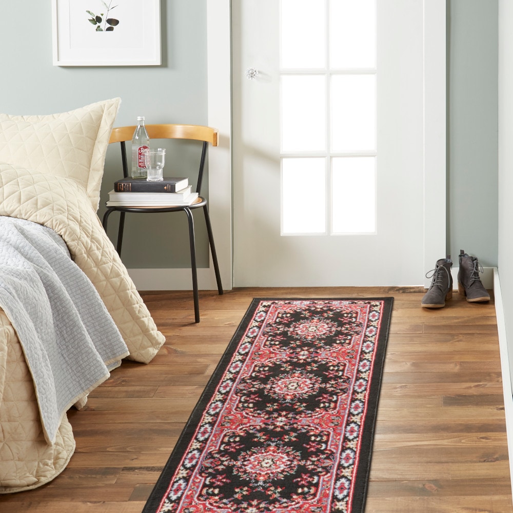 Home Dynamix 4-7069-450 Premium Sakarya 2 x 7 (ft) Loomed Polypropylene Black Rectangular Indoor Area rug
