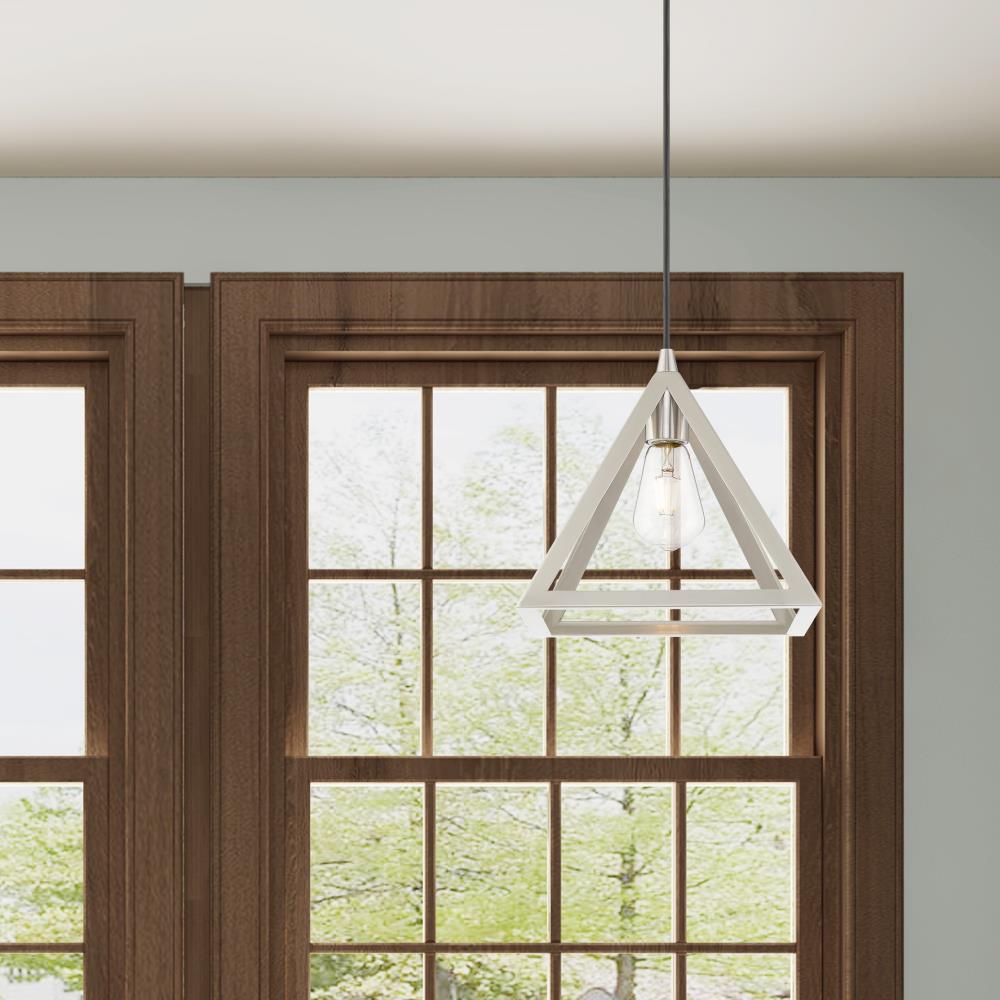 Brushed Nickel Mini Pendant Light with Geometric Shade