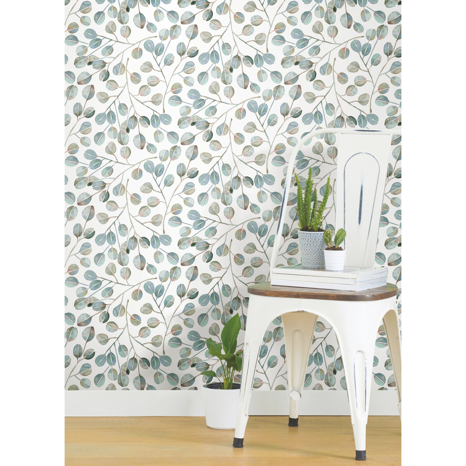 RoomMates RMK11629WP 28.18-Sq. Feet Blue Vinyl Ivy/Vines Self-adhesive Peel and Stick Wallpaper