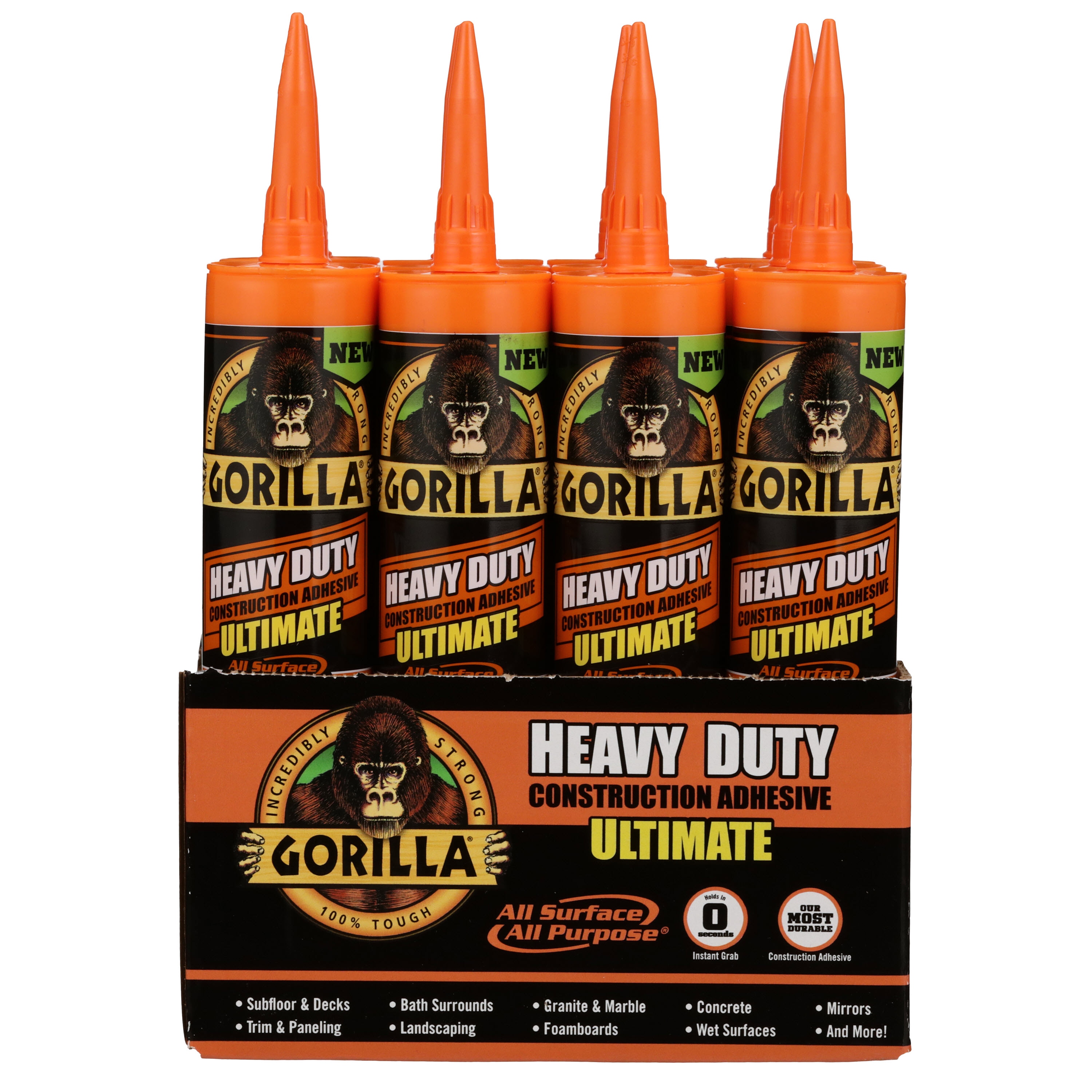  Gorilla Heavy Duty Construction Adhesive, 9 Ounce Cartridge,  White, (Pack of 1) : Industrial & Scientific