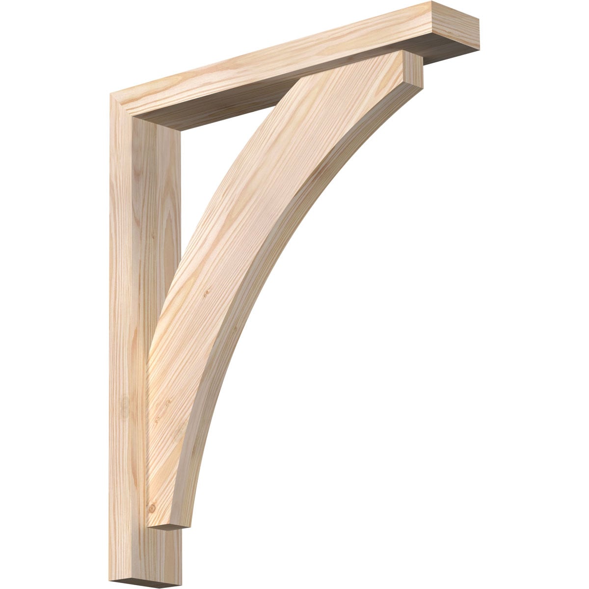 Ekena Millwork 1464117 Thorton Block Smooth Bracket with Offset Brace Douglas Fir Wood Standard Bracket