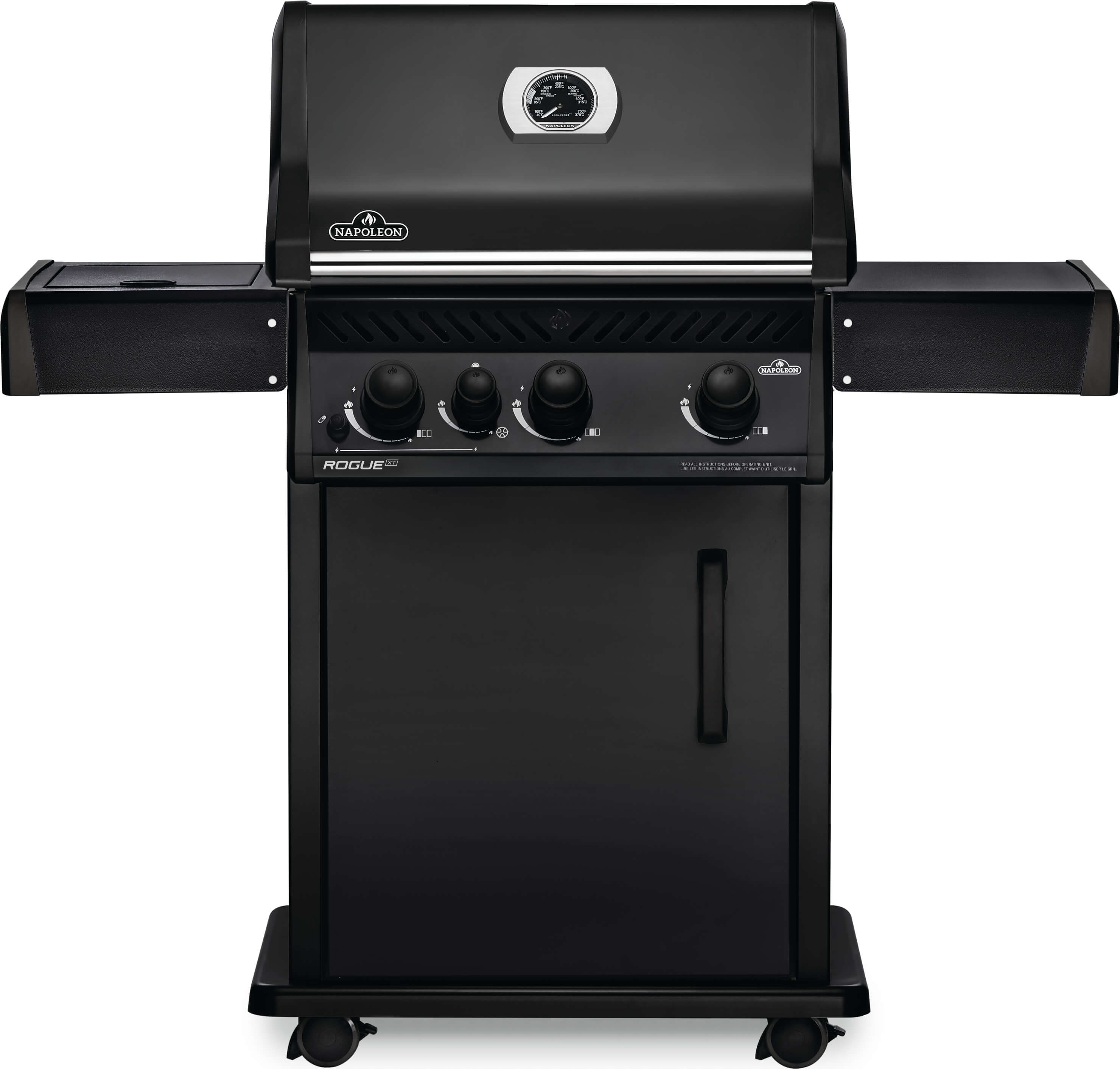Rogue XT Matte Black 3-Burner Liquid Propane Gas Grill with 1 Side Burner with Integrated Smoker Box Stainless Steel | - NAPOLEON RXT425SBPMK-1-A