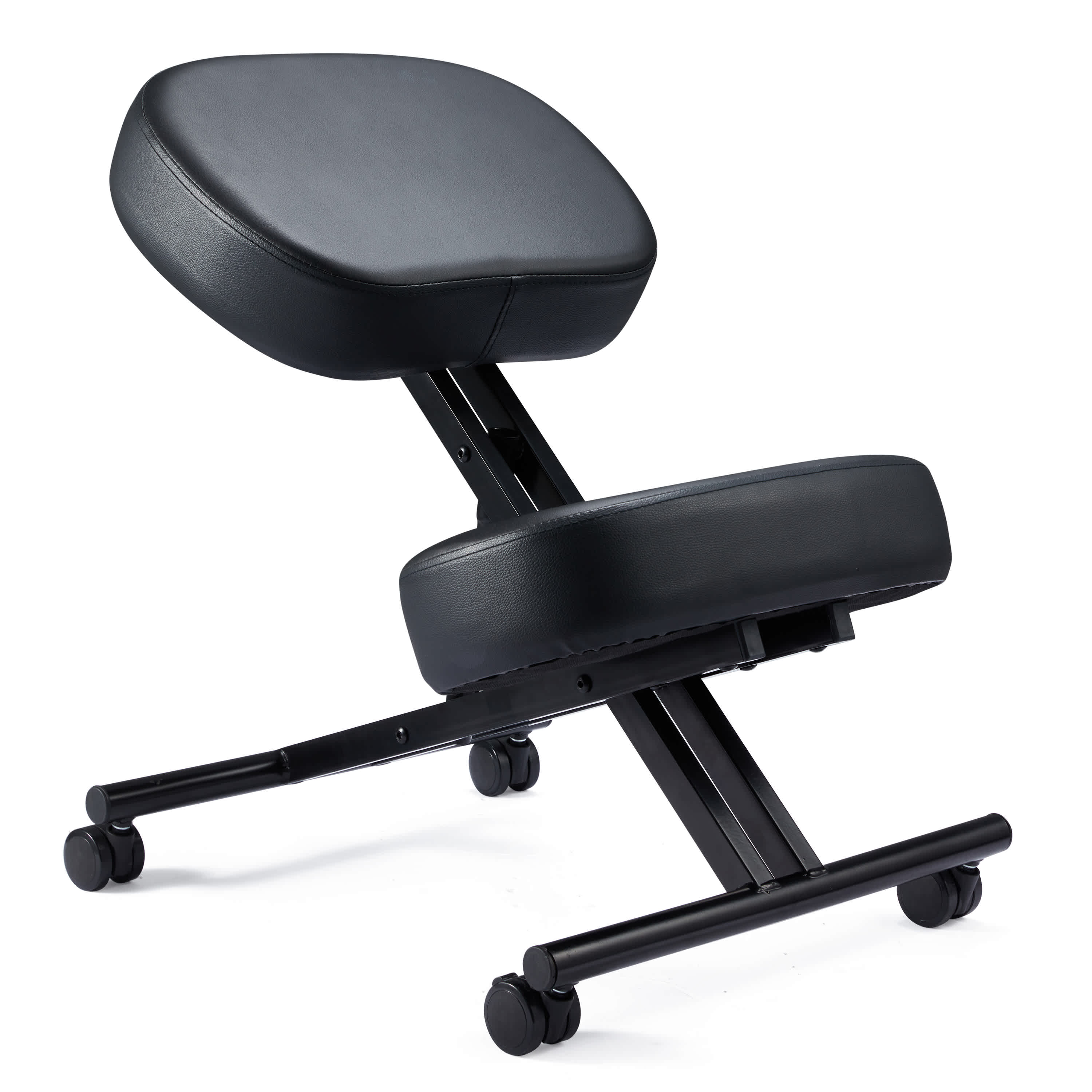 JOMEED 276511 Modern Height Adjustable Ergonomic Support Rolling Home Office Kneeling Desk Chair with 3 Inch Padded Angled Seat Black