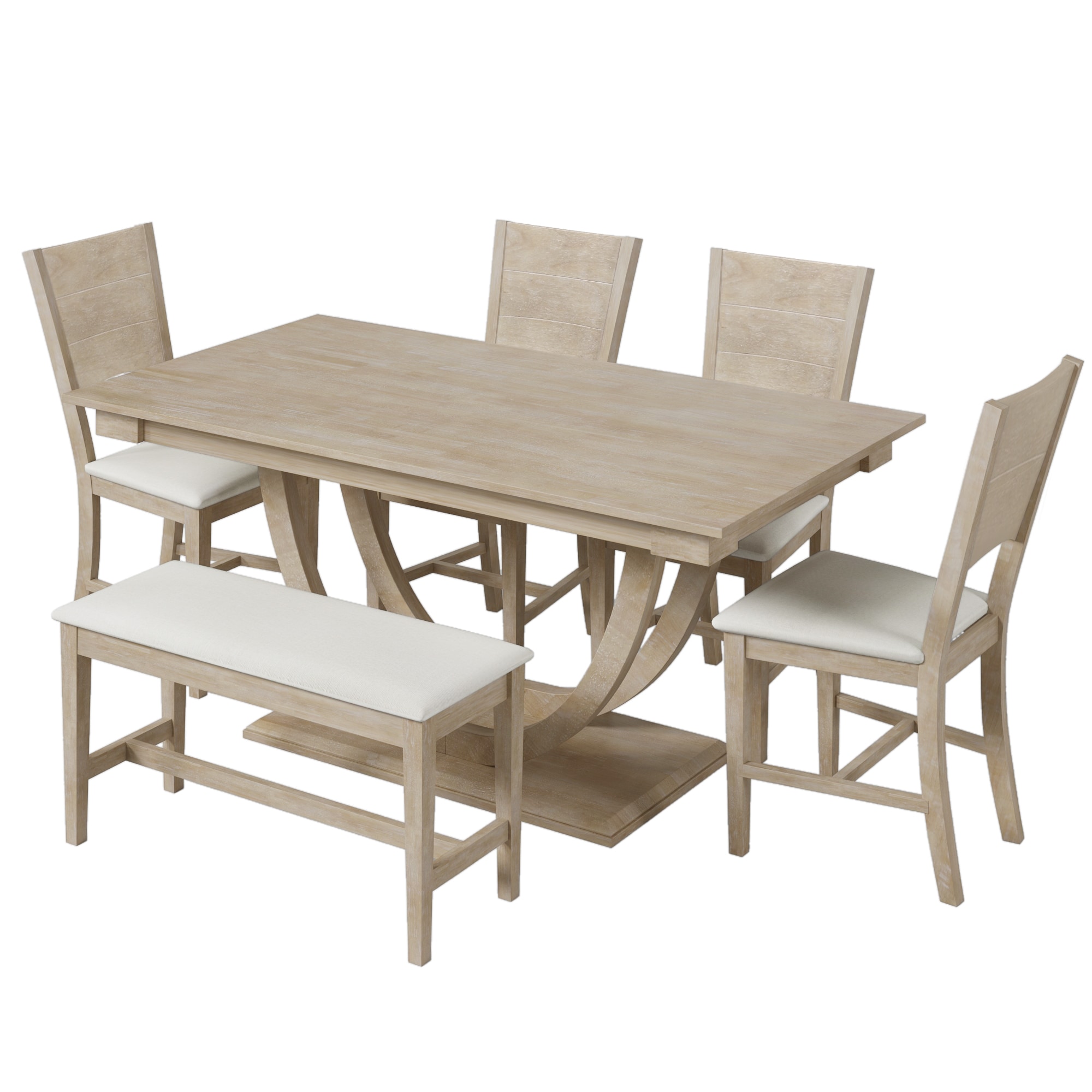 Siavonce XH29AAA Brown Contemporary/Modern Dining Room Set with Rectangular Table ( Seats 6 )