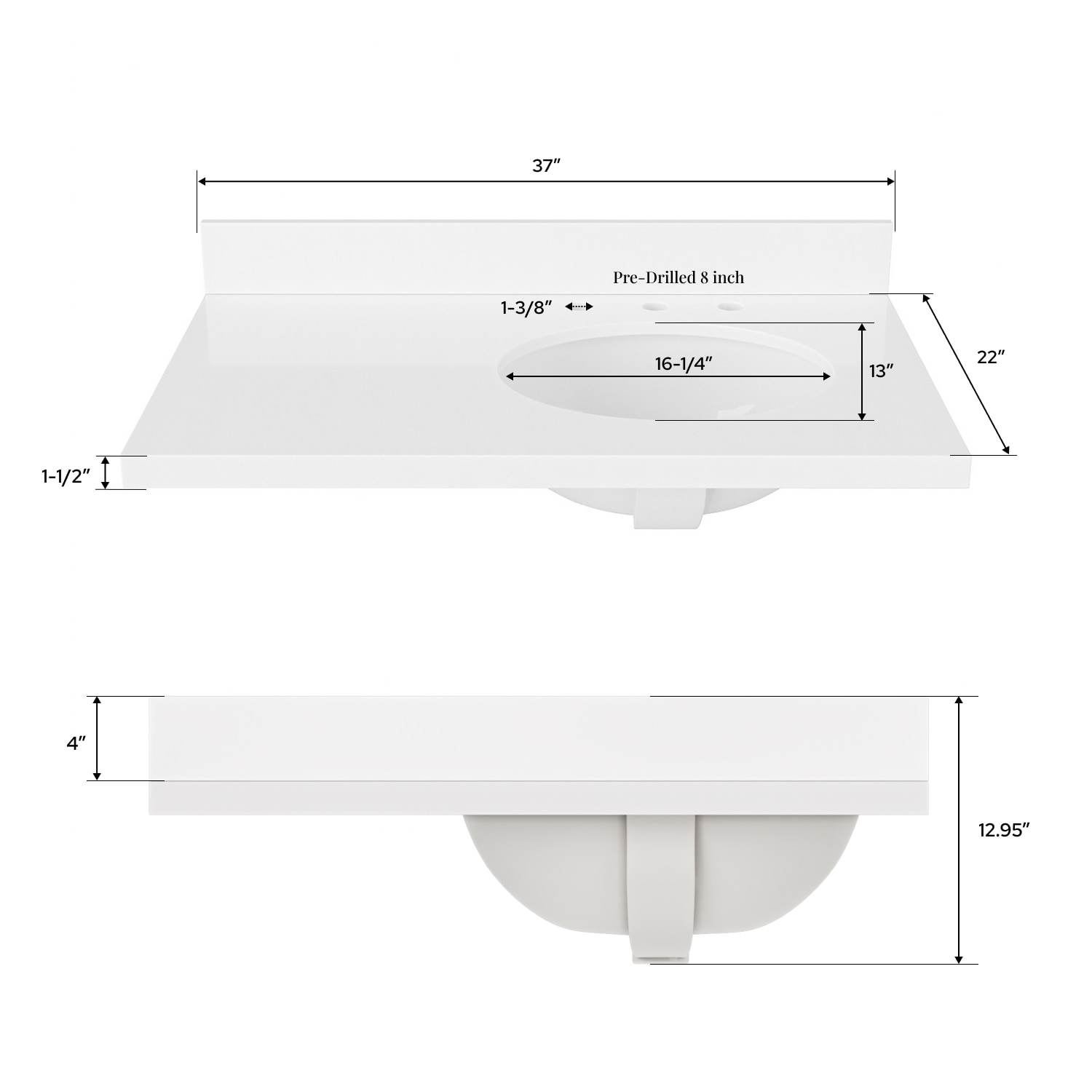 ARIEL WQ-37R-CT-OS Vanity-Tops - View #6