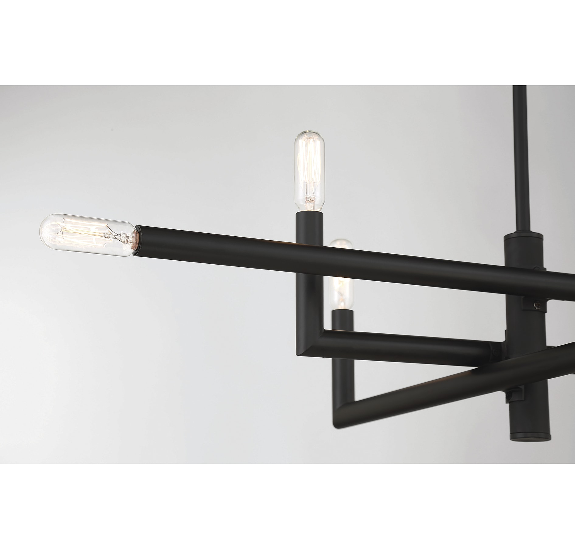 Matte Black 36" Vintage Linear Chandelier with 8 Lights