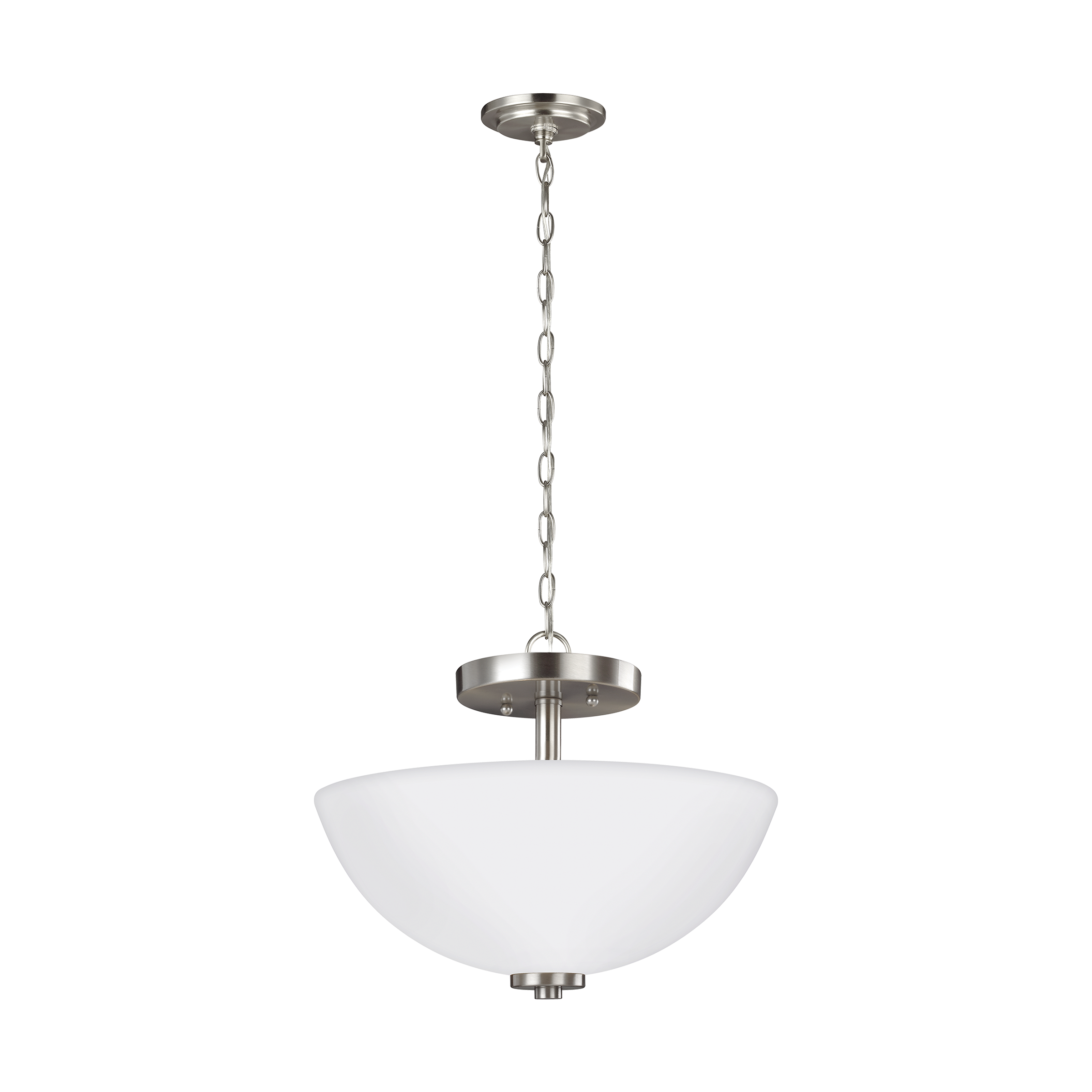 Elegant Brushed Nickel 2-Light LED Pendant with Etched Glass Shade