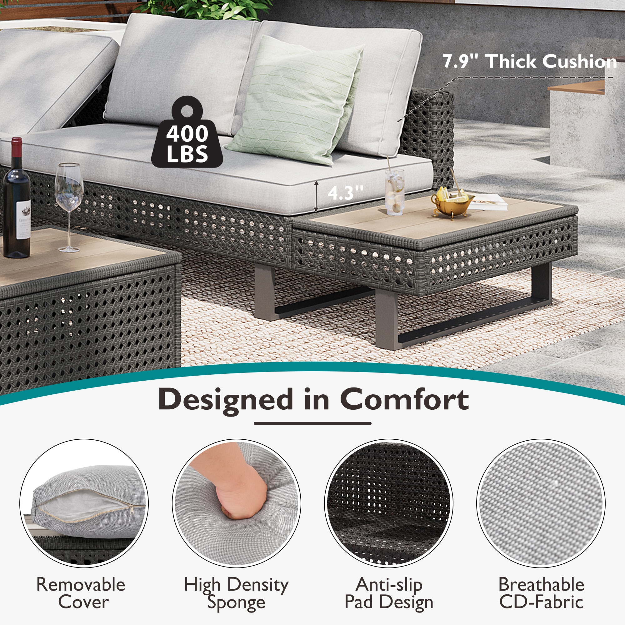 SINOFURN SYB260077GY Patio-Sofas-Daybeds - View #9