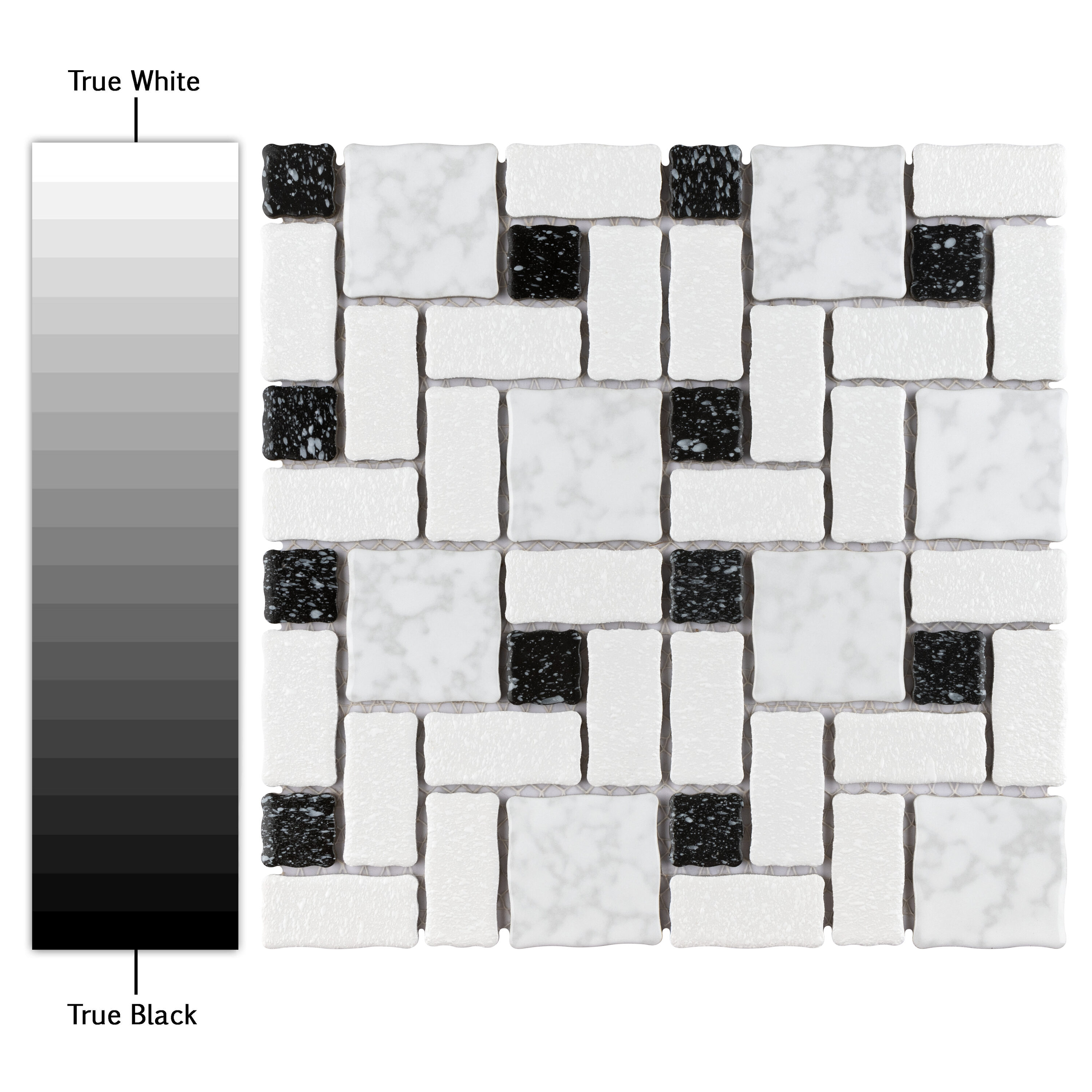 Academy 12" x 12" Black and White Porcelain Mosaic Tile