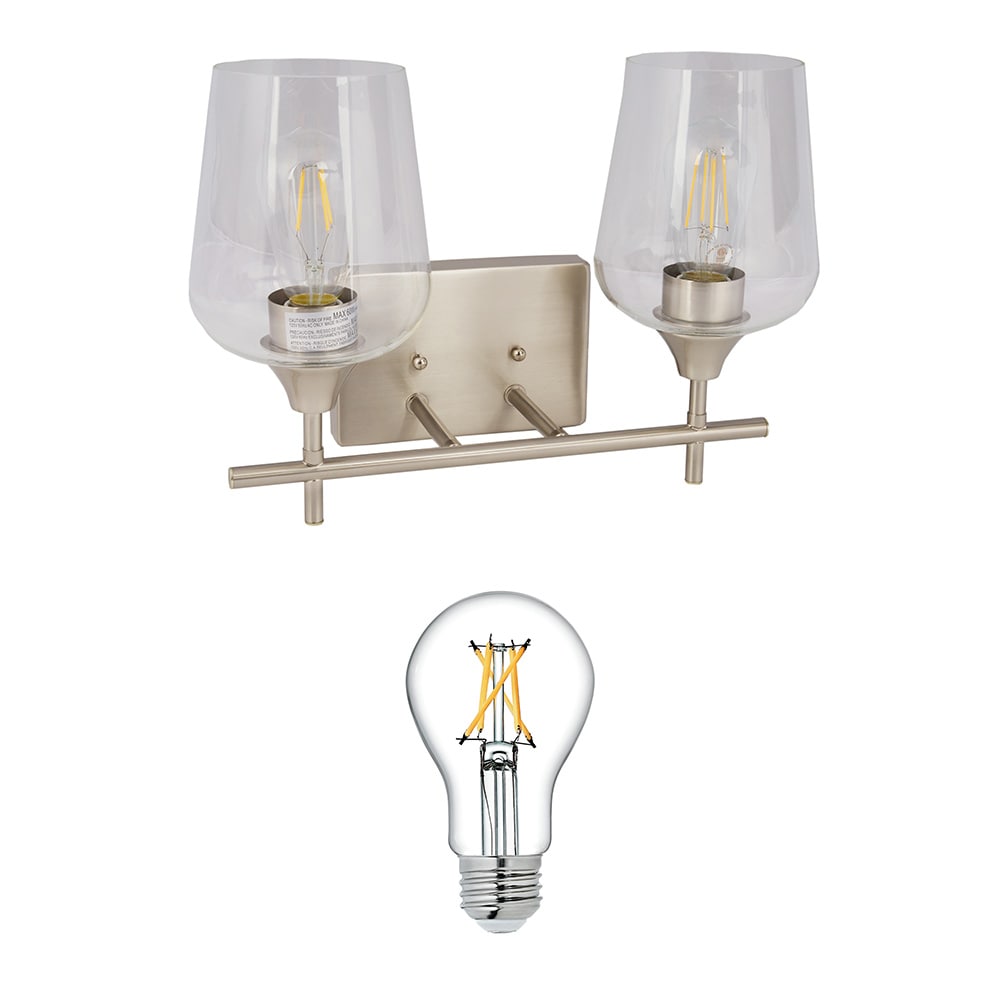 allen + roth  Meredith 15.31-in 2-Light Brushed Nickel Transitional Vanity Light Collection