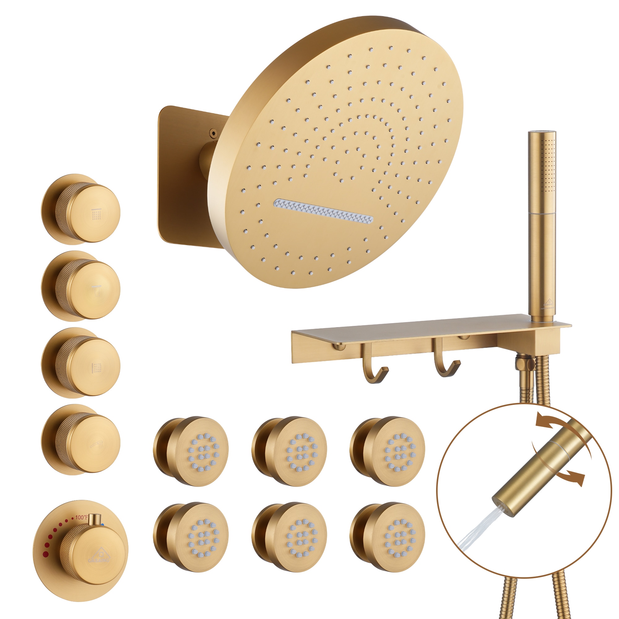 CASAINC KCHS0005-12BG Showerhead-Bar-Panels - View #5