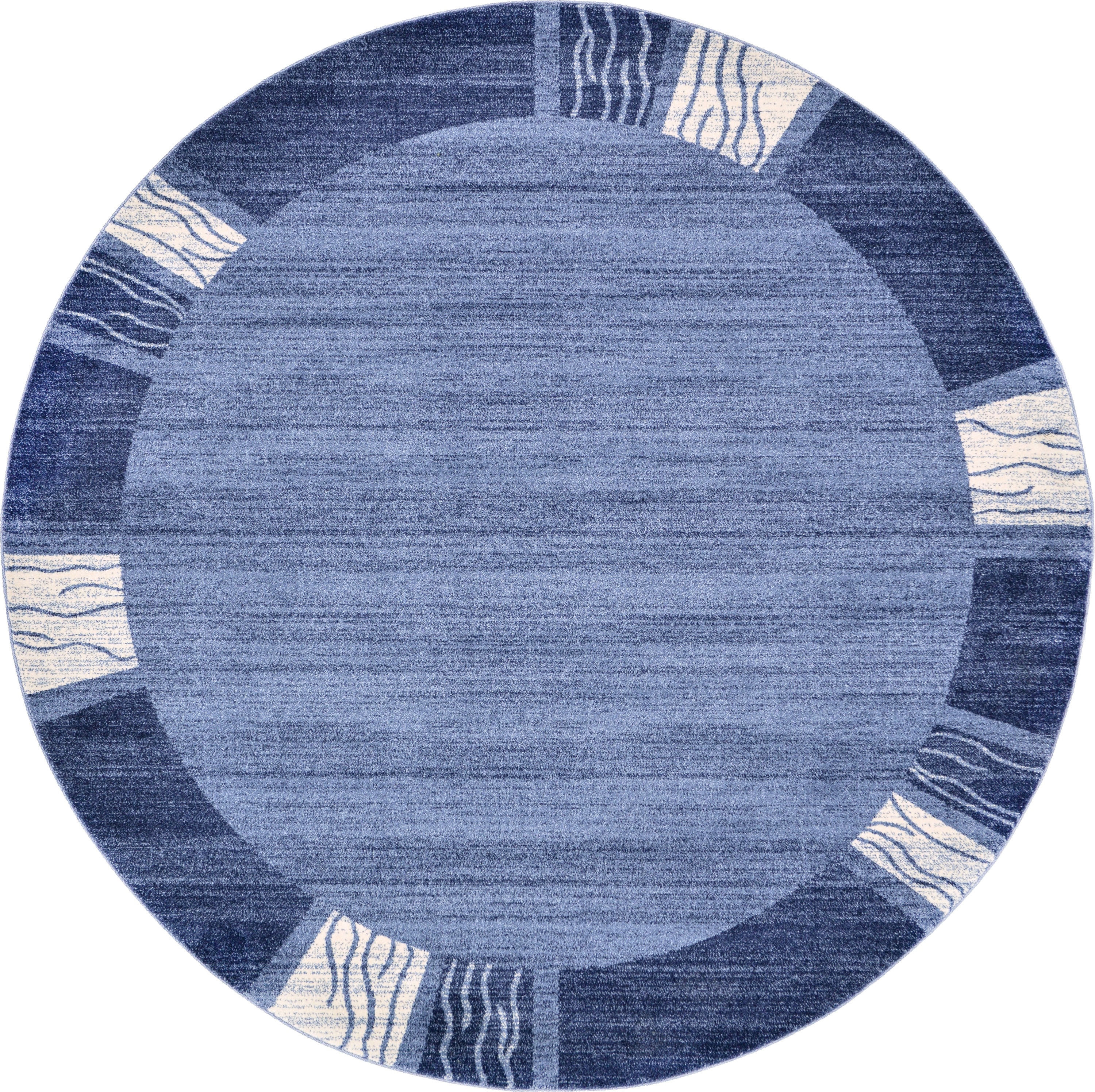 Unique Loom 3121679 Sarah Del Mar 8 x 8 (ft) Loomed Polypropylene Navy Blue/Ivory Round Indoor Geometric Area rug
