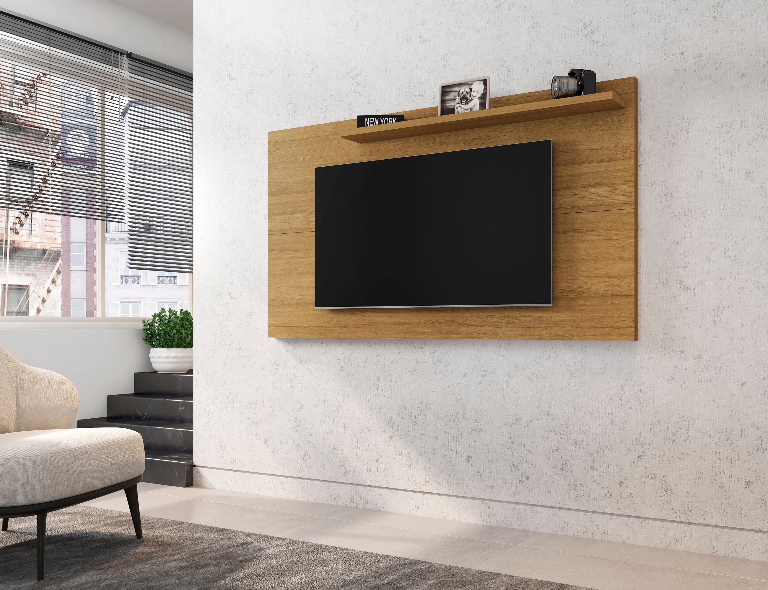Manhattan Comfort 221BMC2 Liberty Modern/Contemporary Cinnamon TV panel Integrated TV Mount ( Accommodates TVs up to 50-in )