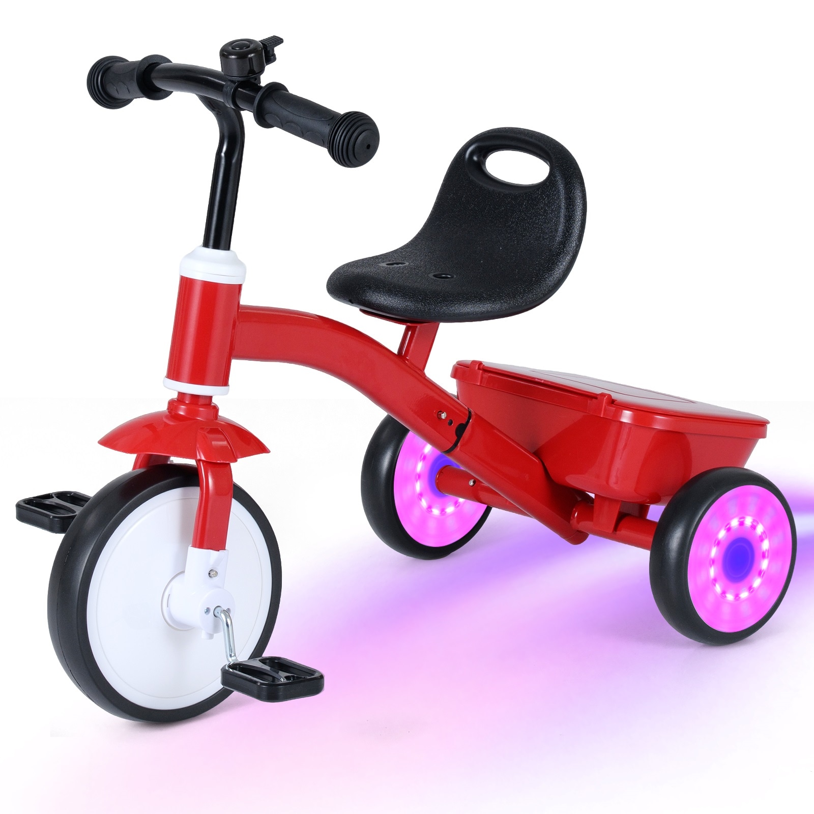 Slickblue - Toddler Tricycle with Light Up Rear Wheels Bike Bell 135 Degree Steering Limit and Ad...