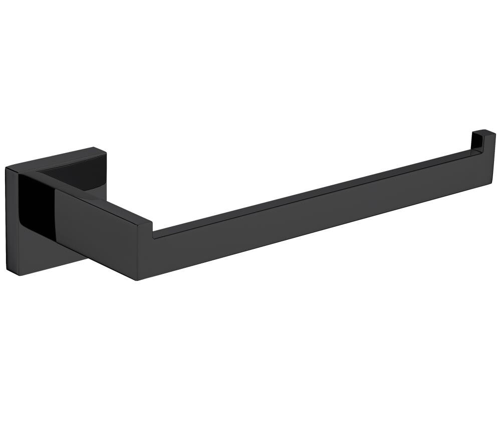 Lexora LPH14152MB Bagno Lucido Matte Black Wall mount Single post Toilet Paper Holder 1 -Rolls with Storage