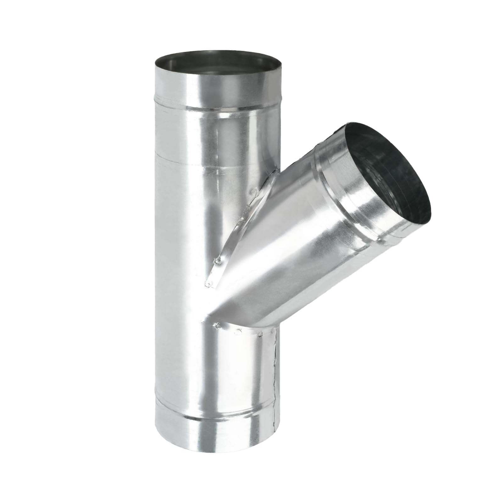 AOIZGMY  4 Inch Duct Splitter 3 Way Duct Hose Connector 45 Degree Y Shaped Exhaust Fan Dryer Vent Hose Metal Bathroom Ventilation Tool Silver