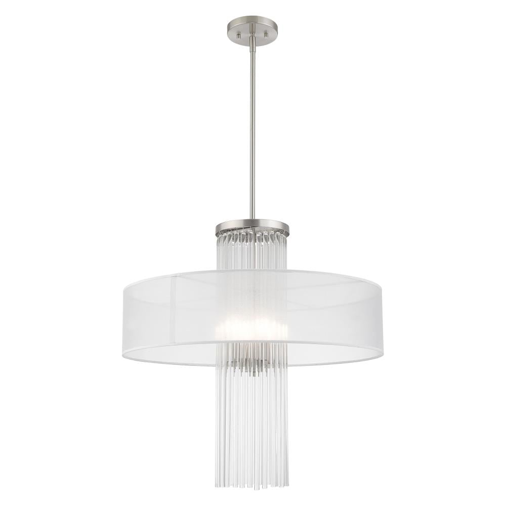 Alexis Elegant 4-Light Brushed Nickel Pendant with Crystal Rods