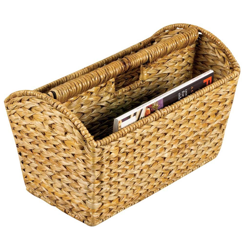 Household Essentials ML-6017 16-in W x 10-in H x 10.25-in D Natural Water Hyacinth Magazine File