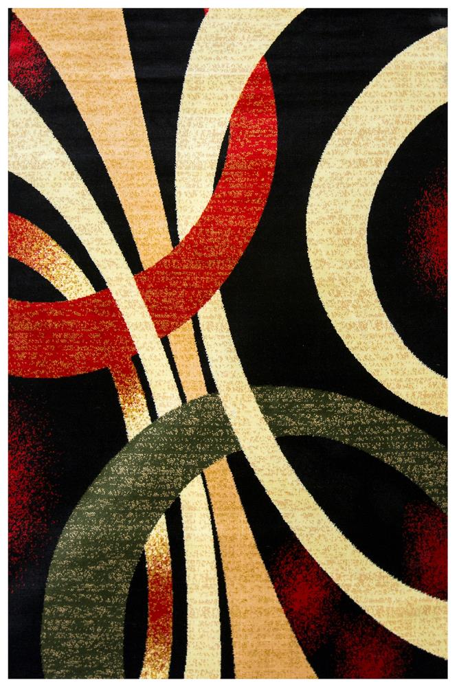 MSRUGS Frize 4 x 5 Black/Red Indoor Abstract Area Rug in the Rugs