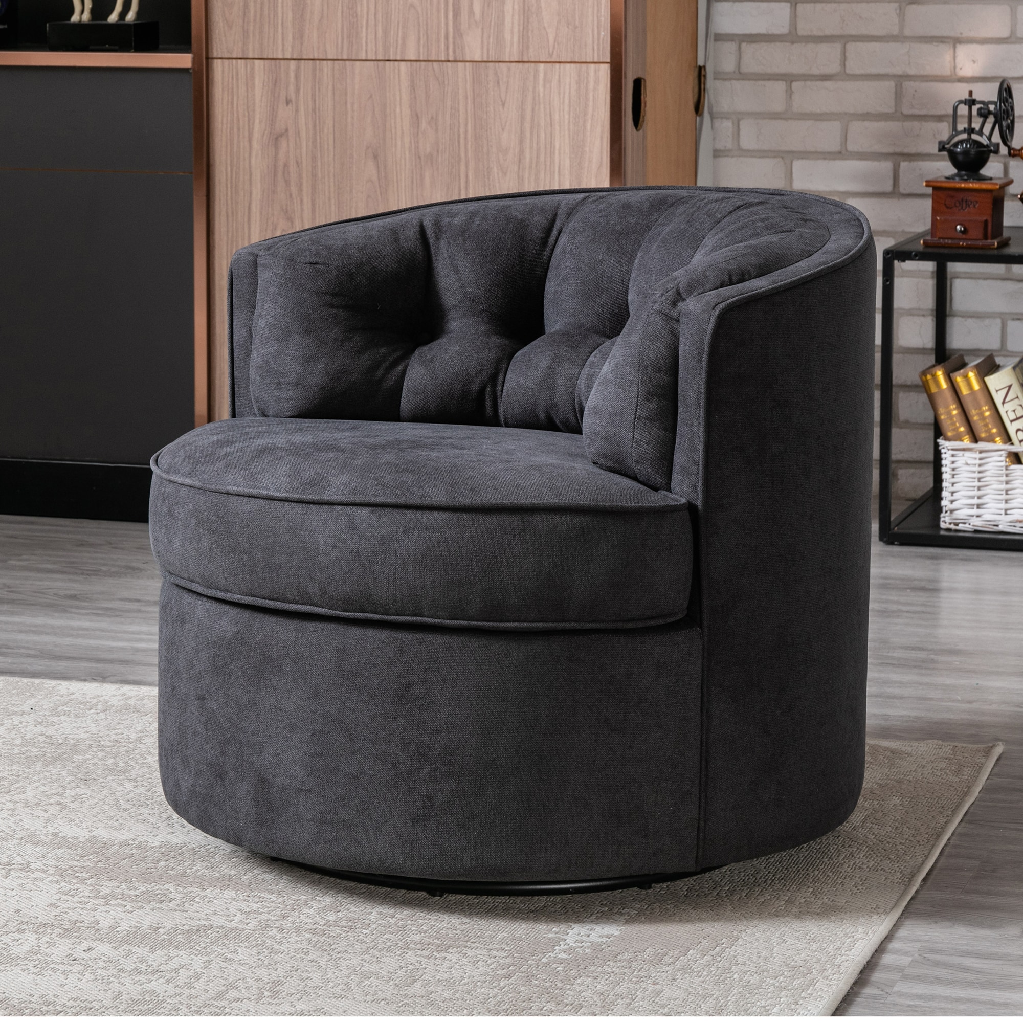 CASAINC Casual Black Velvet Accent Chair in the Chairs department at ...