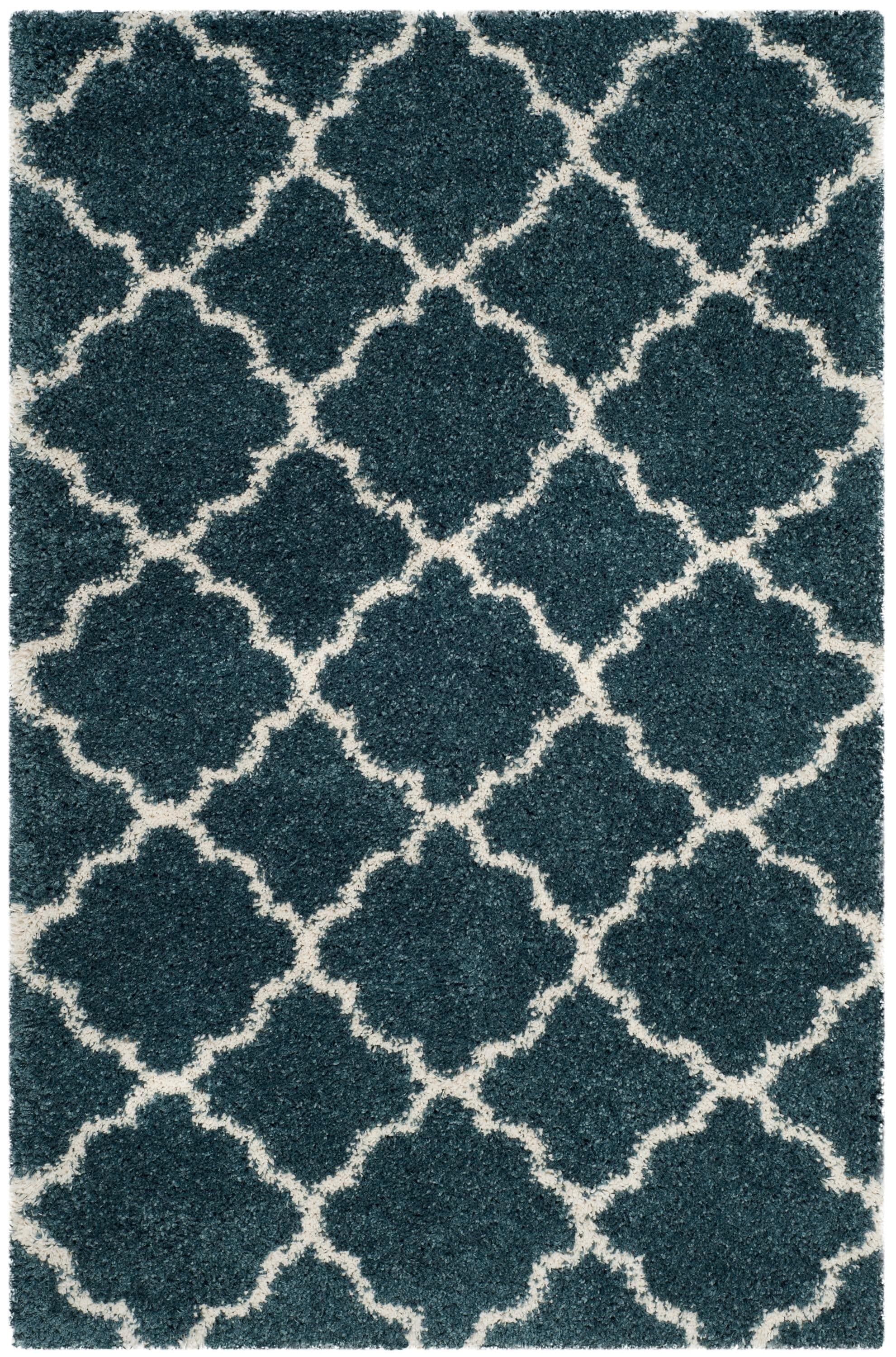 Safavieh SGH282L-6 Hudson Theron Shag 6 x 9 (ft) Loomed Polypropylene Slate Blue/Ivory Rectangular Indoor Trellis Area rug