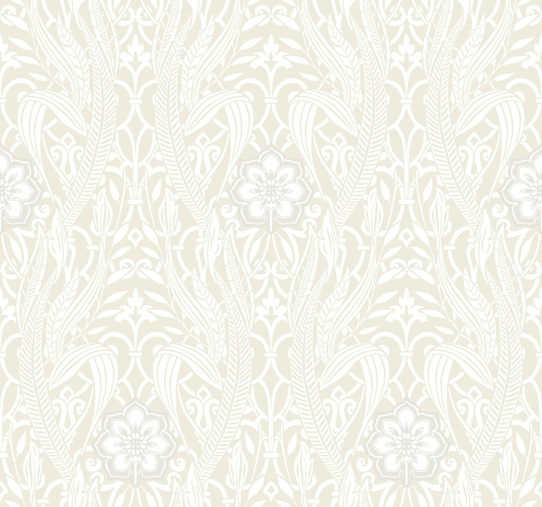 York Wallcoverings DM4993 Damask Resource Library 60.8-Sq. Feet Beige Non-woven Damask Prepasted Water Activated Paste Wallpaper