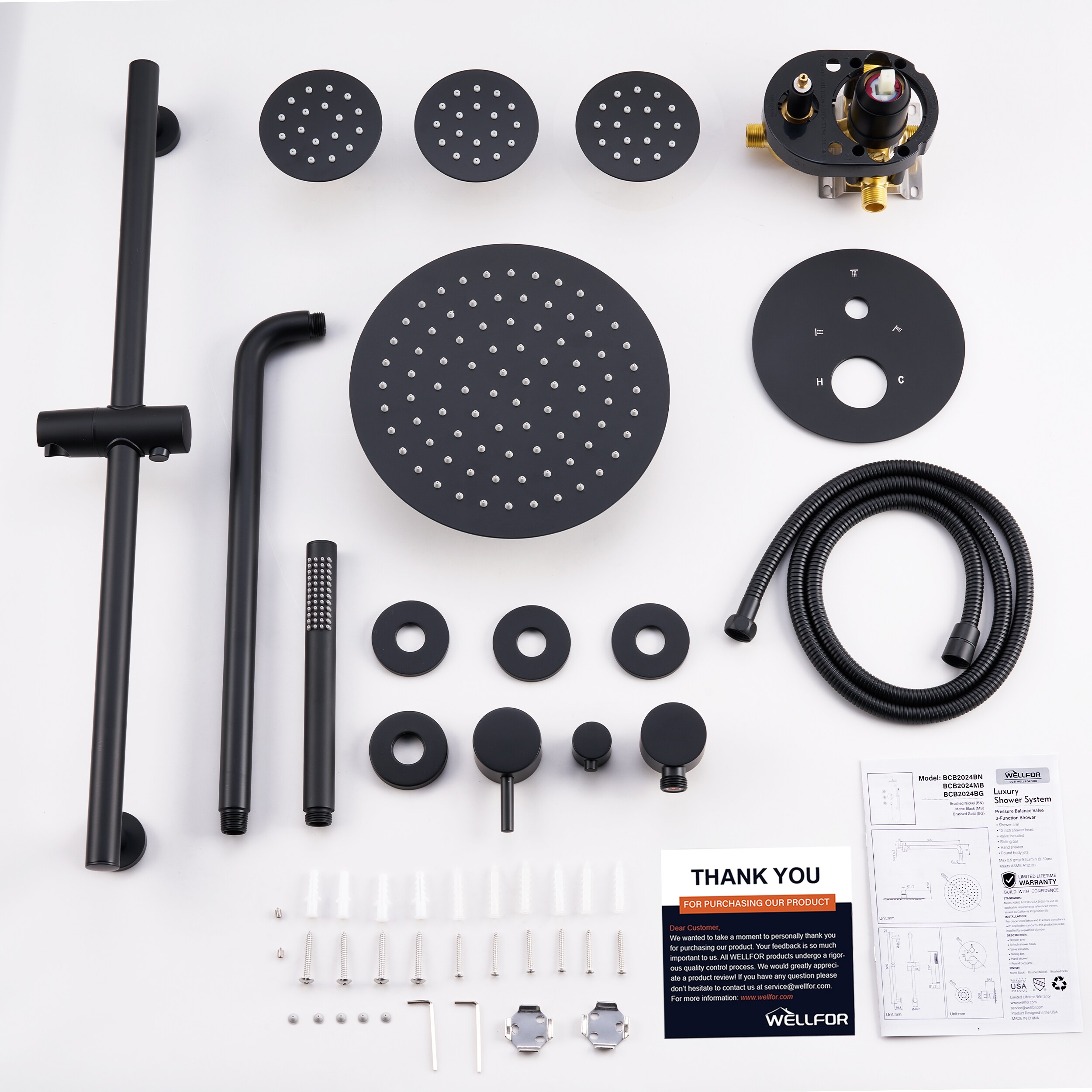 WELLFOR CR-P-S10-2W04BN Showerhead-Bar-Panels - View #3