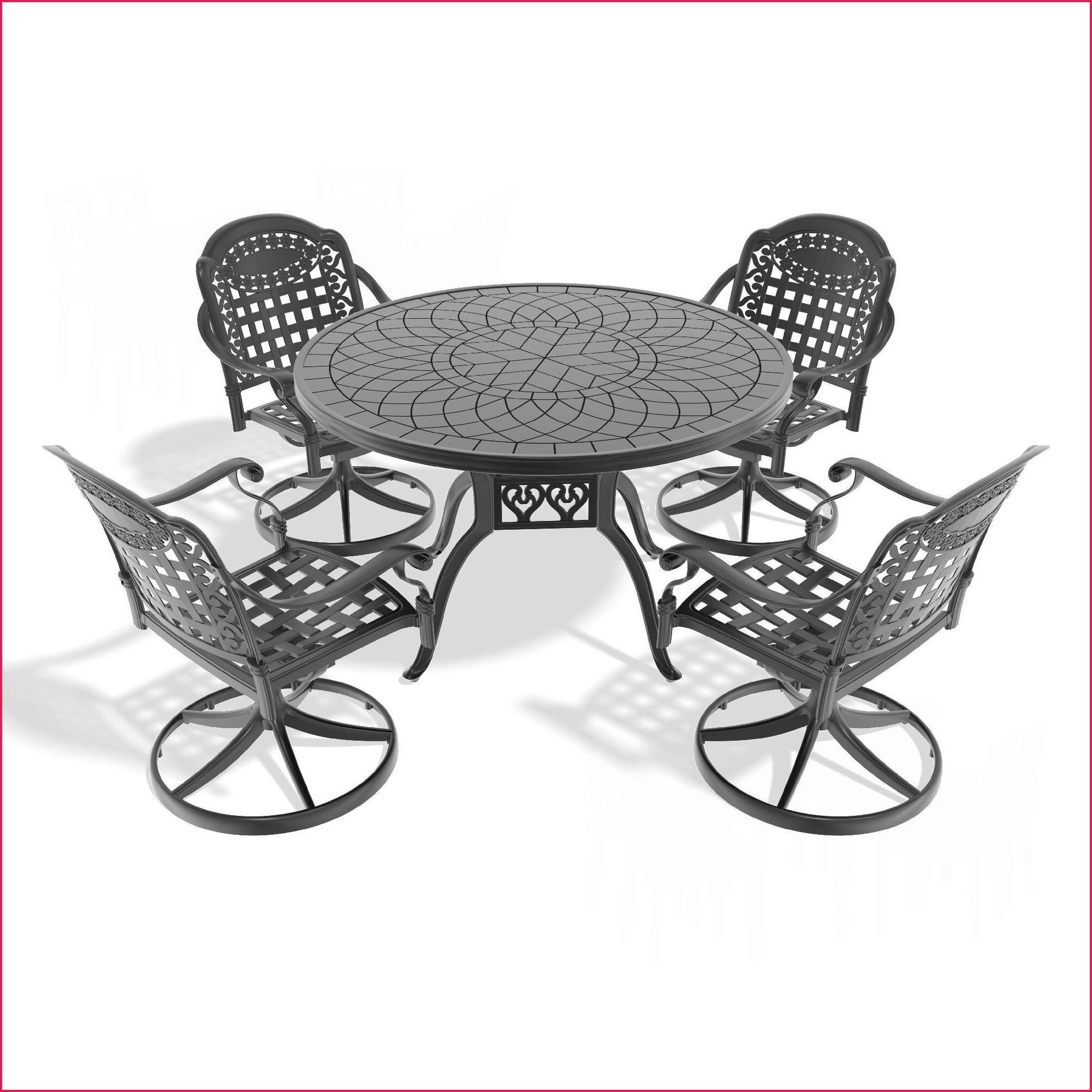 Watnature Patio Dining Set 5 Piece All Weather Cast Aluminum Round ...