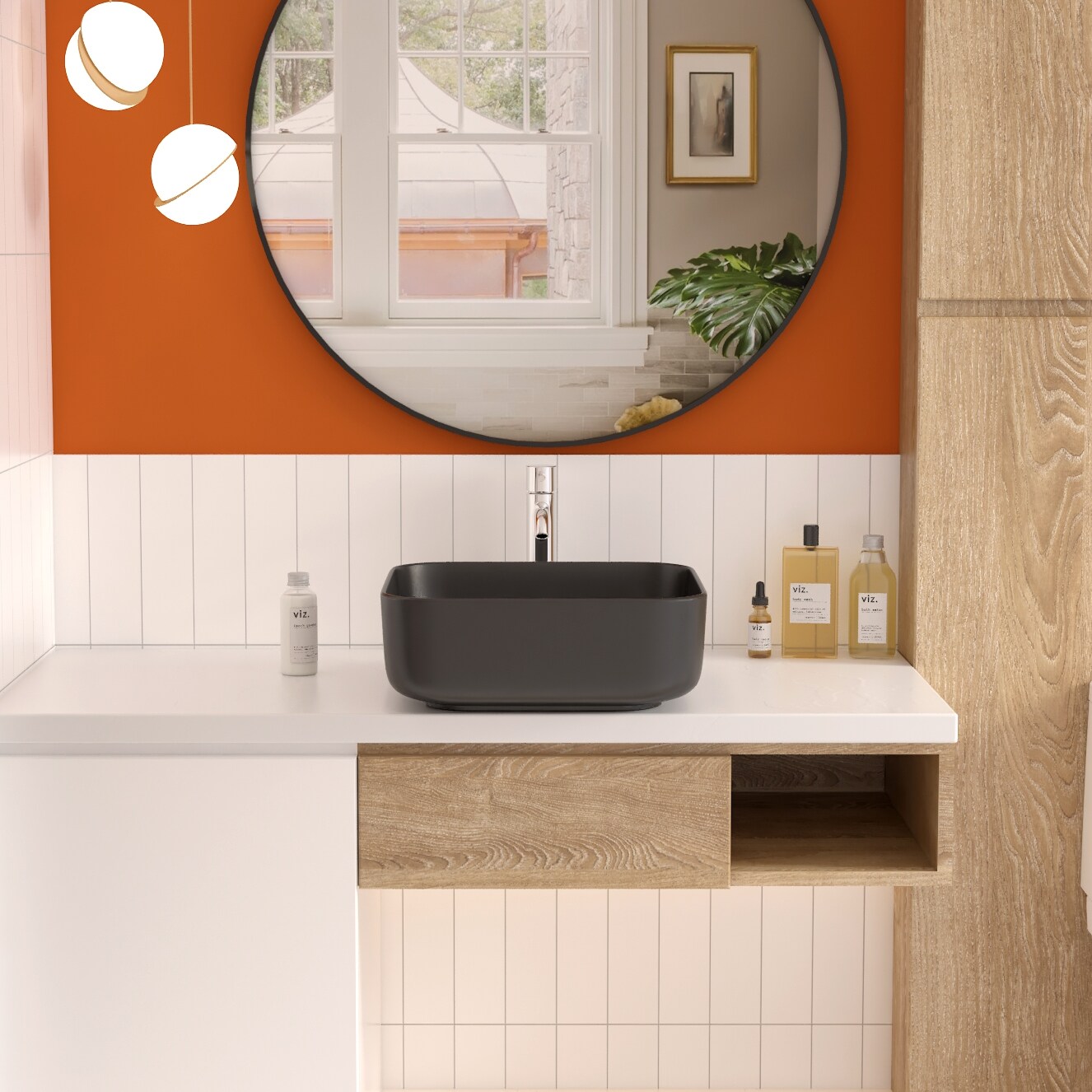 Matte Black Ceramic Square Above-Counter Bathroom Sink
